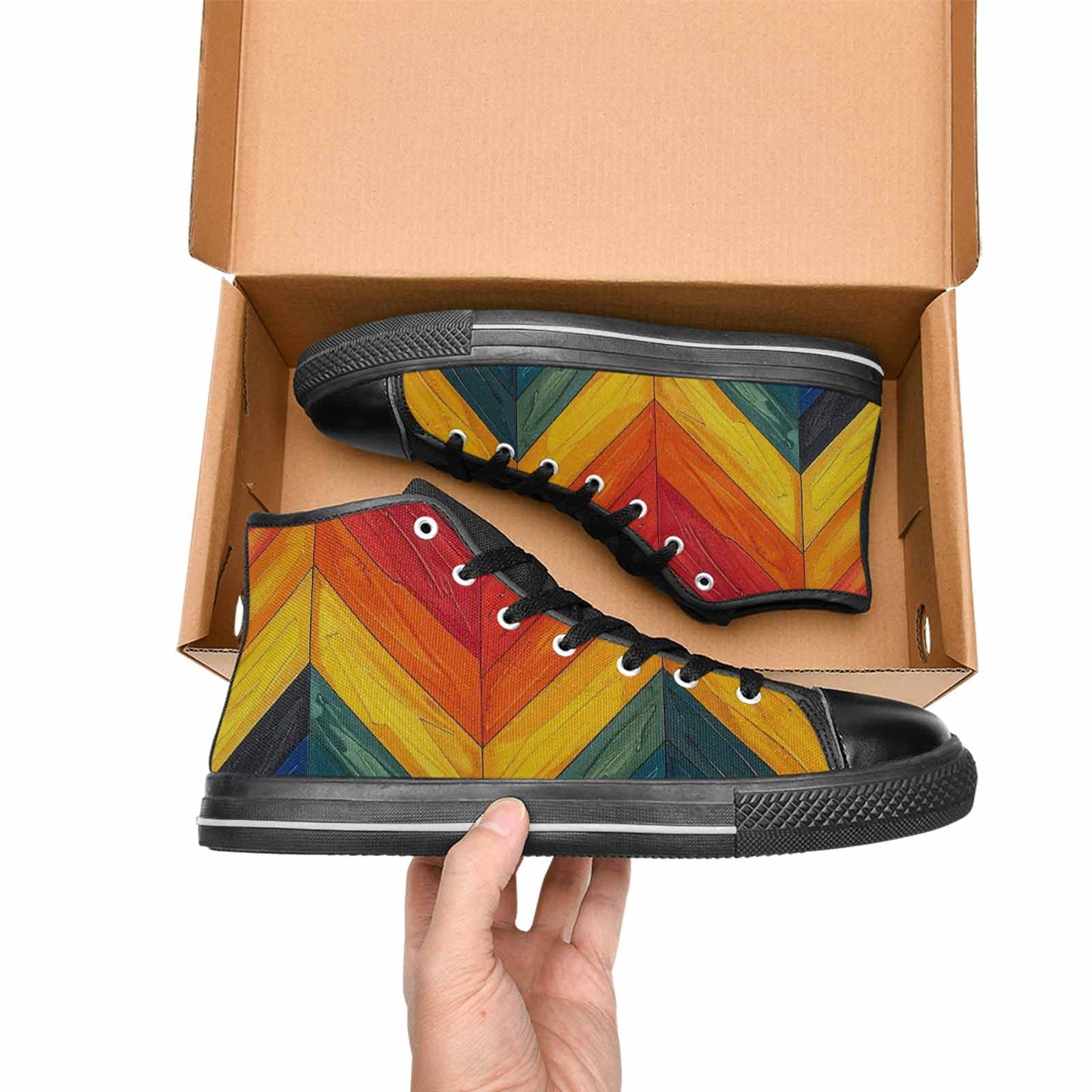 MEN'S Progress Pride Flag High Top Canvas Vivid Custom Shoes
