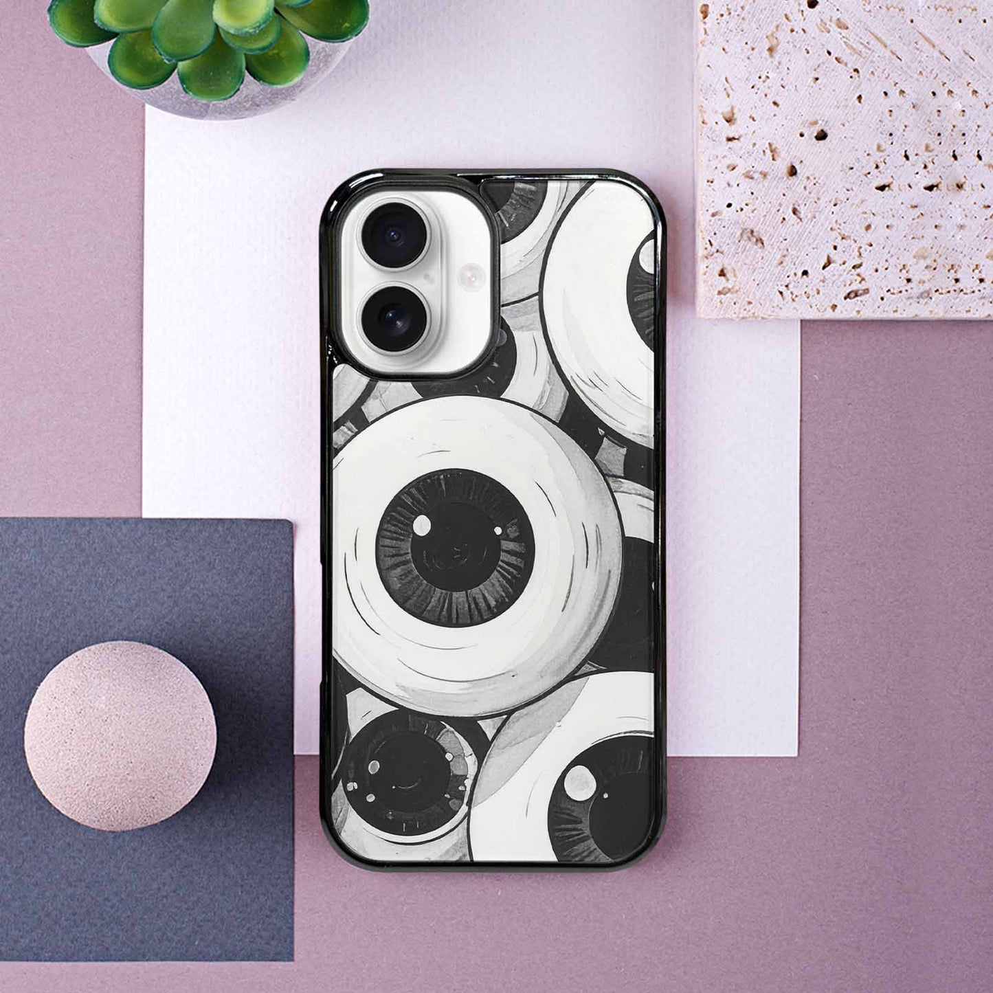 iPhone 16 Case — Googly Cartoon Eyeballs, Customized Protective Case