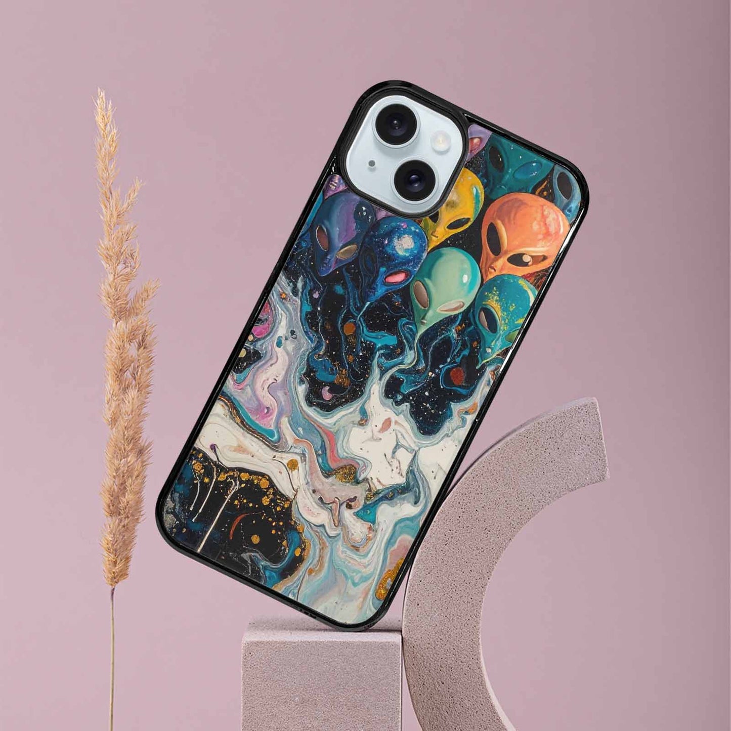 iPhone 15 Plus Case — Aliens Marblealiens Pattern Fjy, Unique Phone Case Design