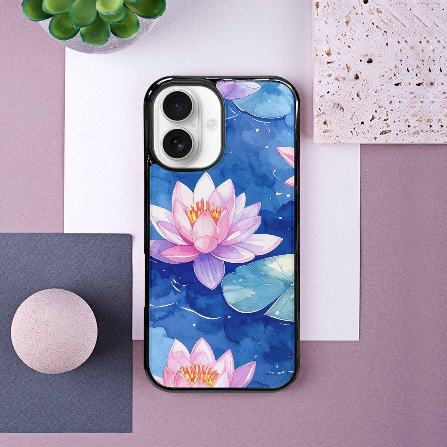 iPhone 16 Case — Monet Water Lilies Painting Pattern, Custom Designed Case Cover
