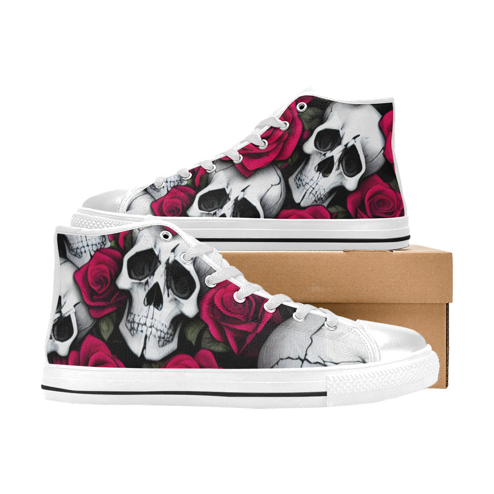 WOMEN'S Cc Skulls Roses 1 High Top Canvas Dreamcore Sneakers