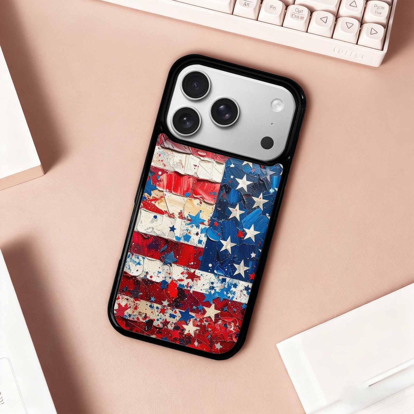 iPhone 17 Pro Case — Patriotic Stars And Stripes American Galaxy, Customized Protective Case
