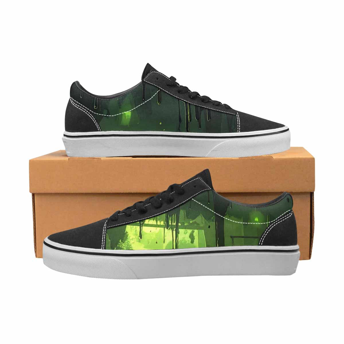 WOMEN'S Toxic Melting Skeleton Cats Lace-Up Canvas Surreal Shoes
