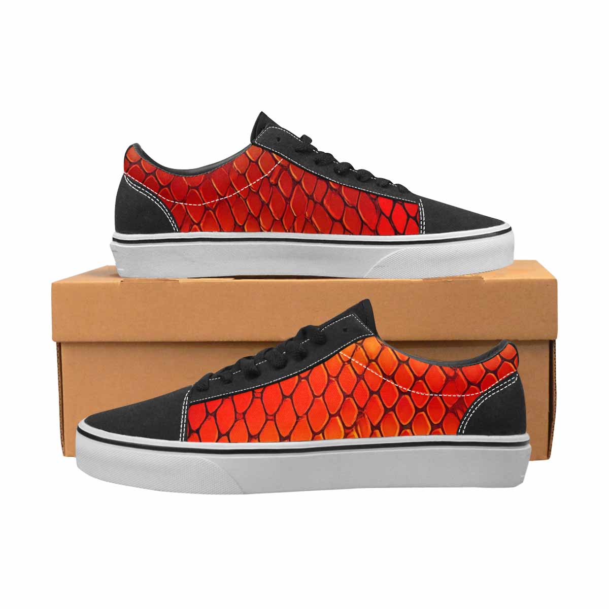 MEN'S Dark Snake Print Canvas Lace-Up Aesthetic Shoes