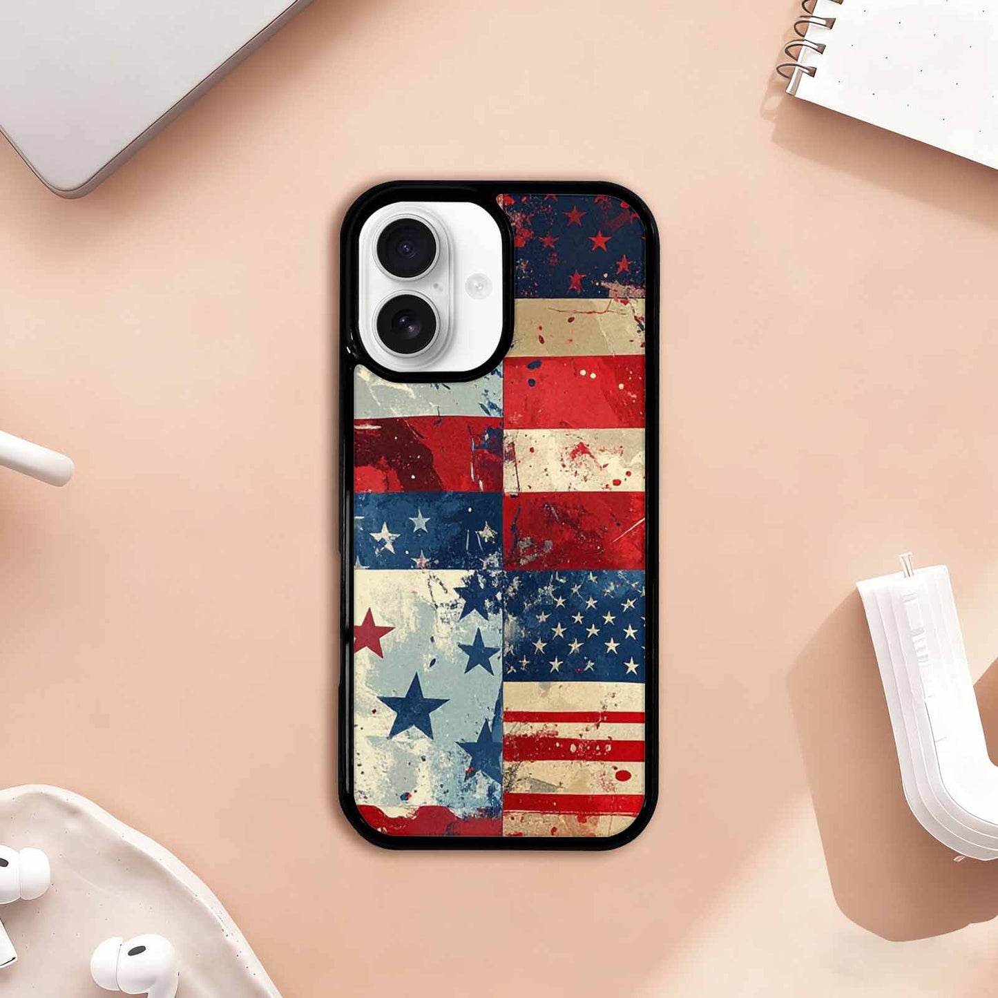 iPhone 17 Case — Small American Flag Stars Galaxy Space, Custom Phone Case