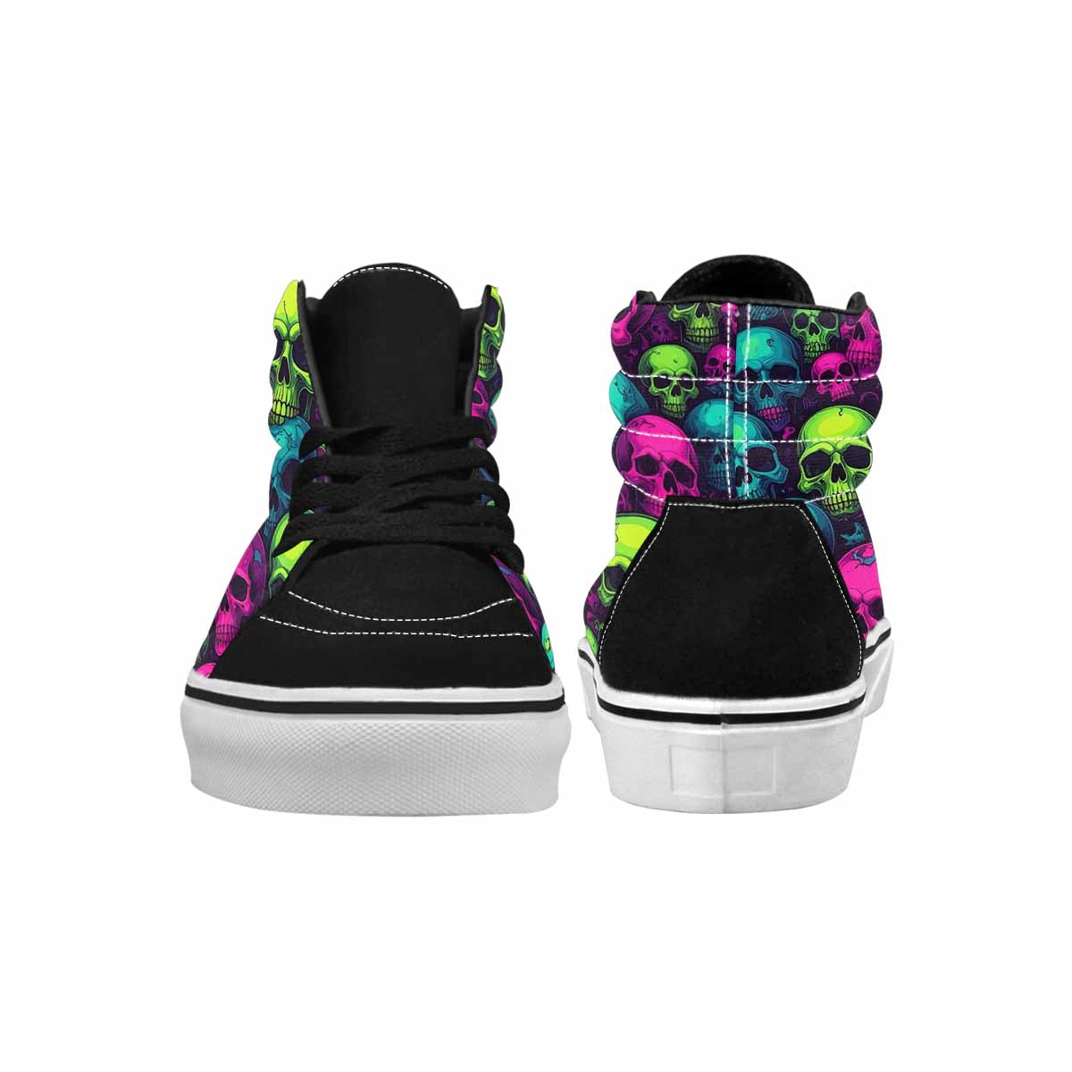 WOMEN'S Skulls - Neon High Top Canvas Cottagecore Custom Shoes