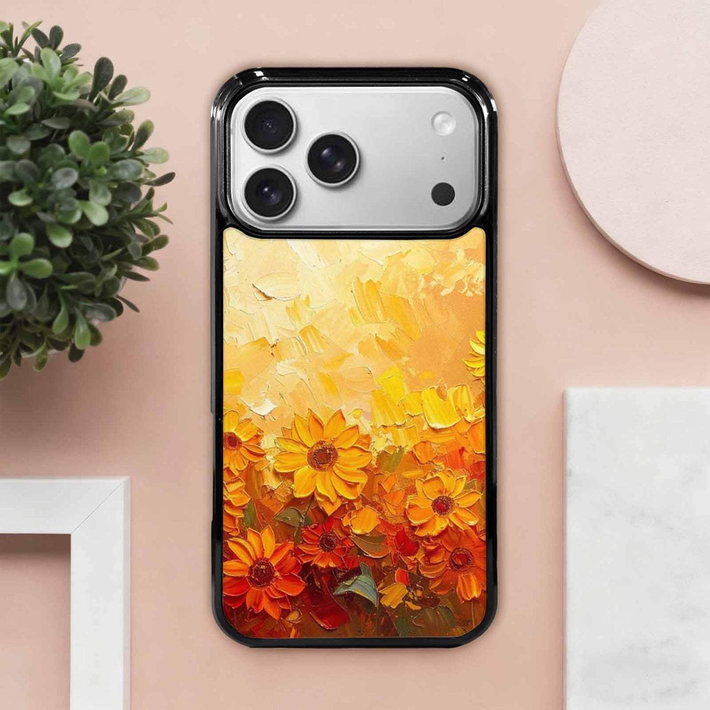 iPhone 17 Pro Max Case — Impressionist Sunflower Brushstroke Pattern Floral, Custom Art Phone Cover