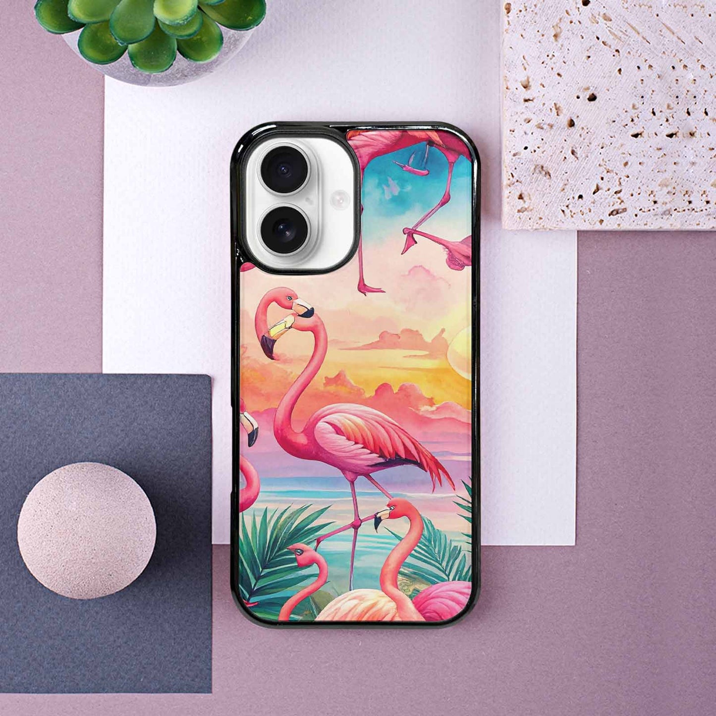 iPhone 16 Case — Flamingo Tropical Flamingo Tropical Pattern Hundreds, Custom Printed Phone Case