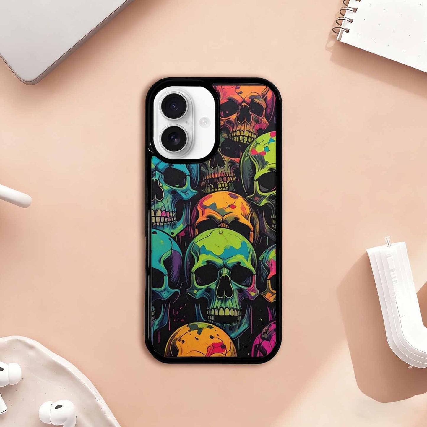 iPhone 17 Case — Of Skulls Neon Camo Gothic Skulls, Unique Phone Case Design