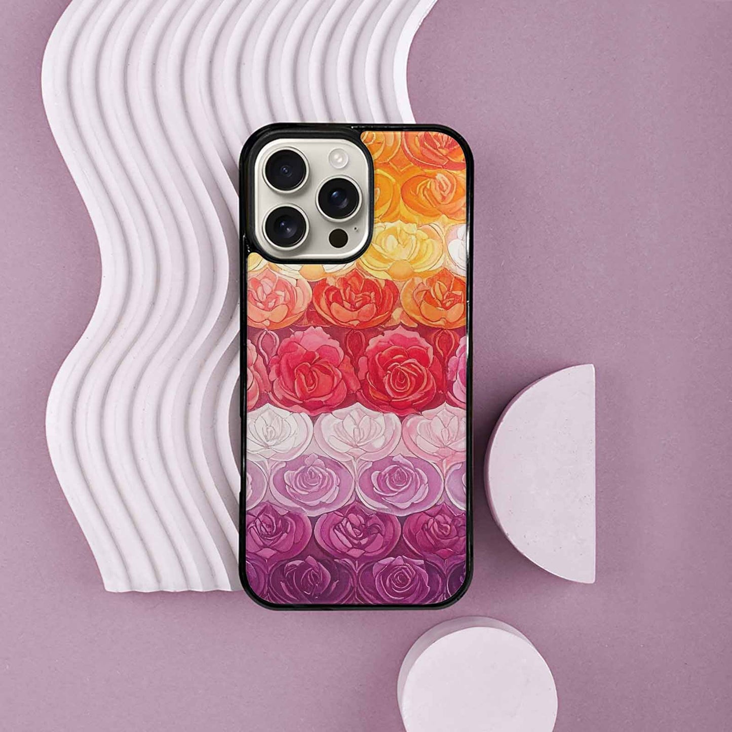 iPhone 16 Pro Max Case — Lesbian Flag Color Theme Small Rainbow, Custom Art Phone Cover