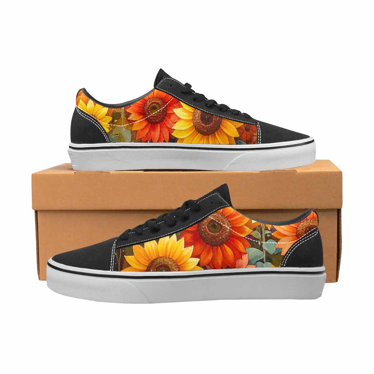 WOMEN'S Sunflower Burst Lace-Up Canvas Surreal Custom Shoes
