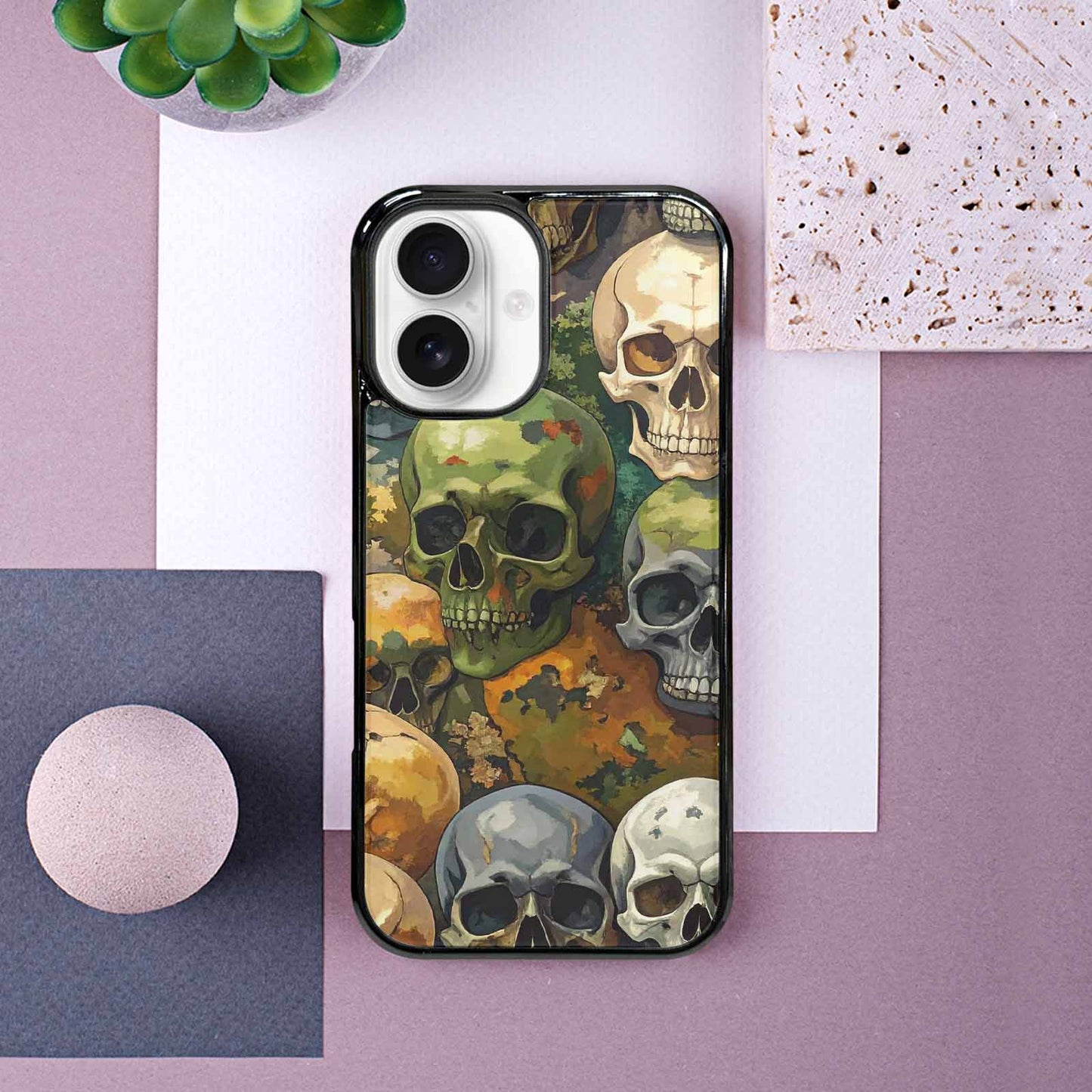 iPhone 16 Case — Skulls Camoskulls Pattern Hu Bti, Custom Print Case Cover