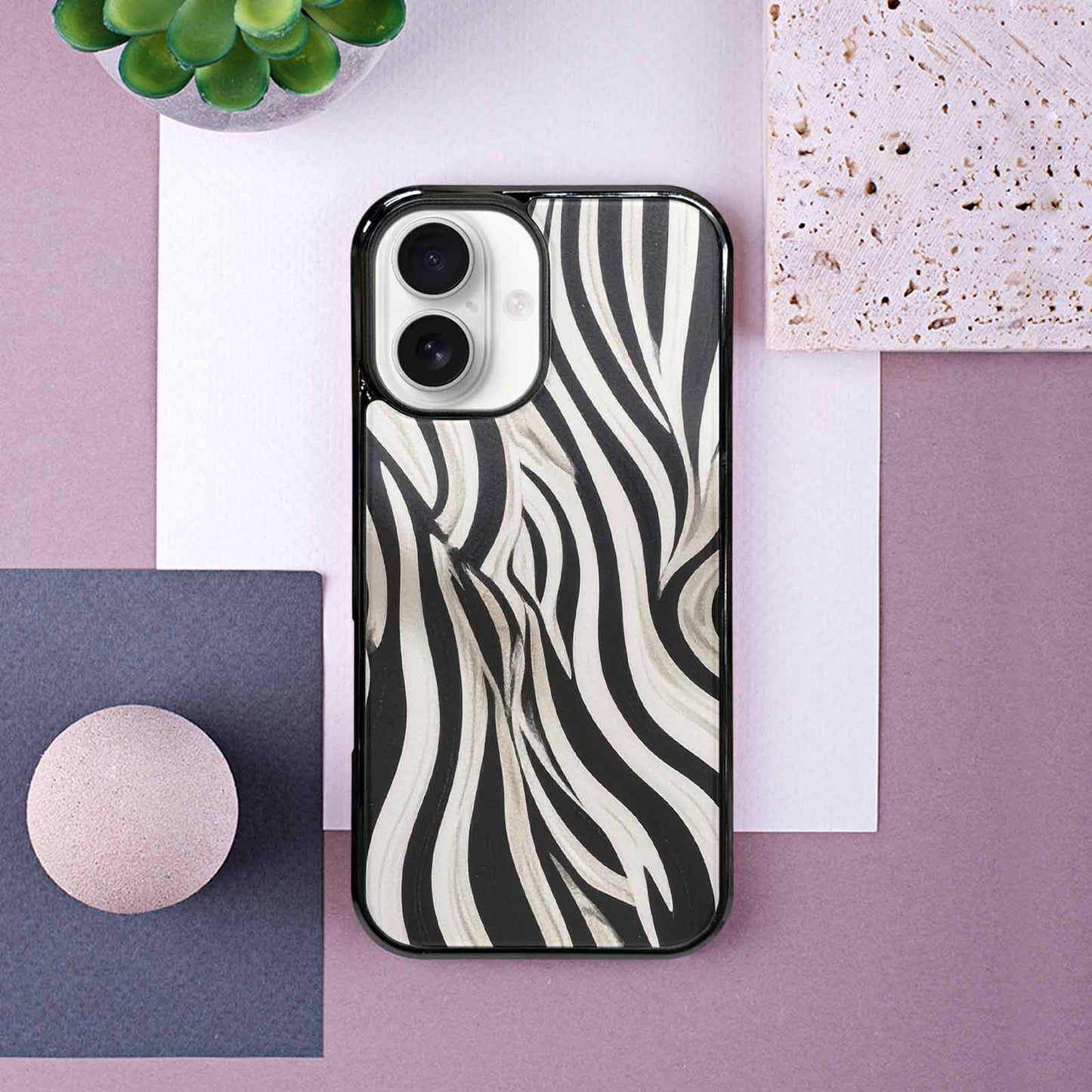 iPhone 16 Case — Modern Zebra Stripe, Custom Phone Case