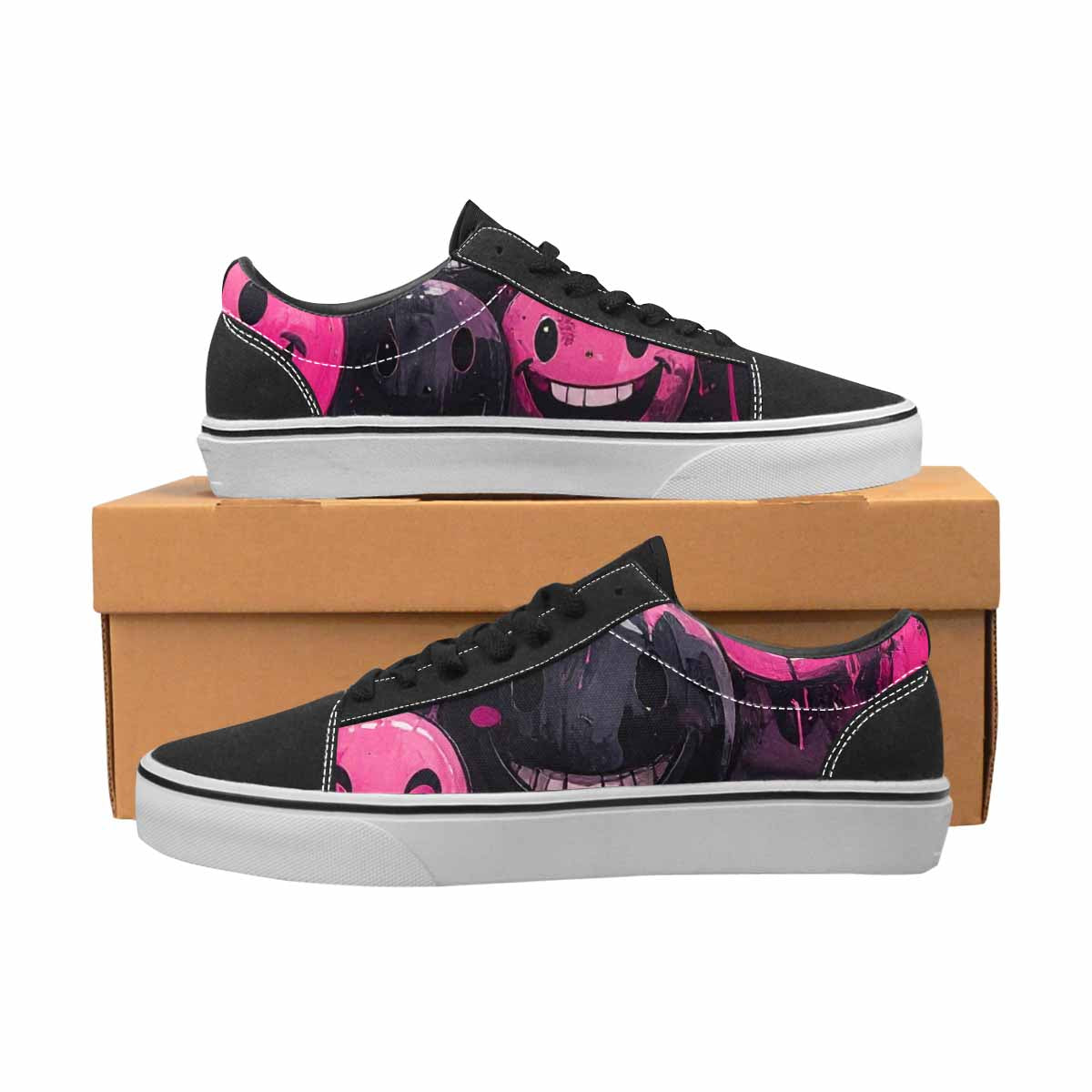 WOMEN'S Melting Moon Smiley Lace-Up Canvas Dreamcore Custom Shoes