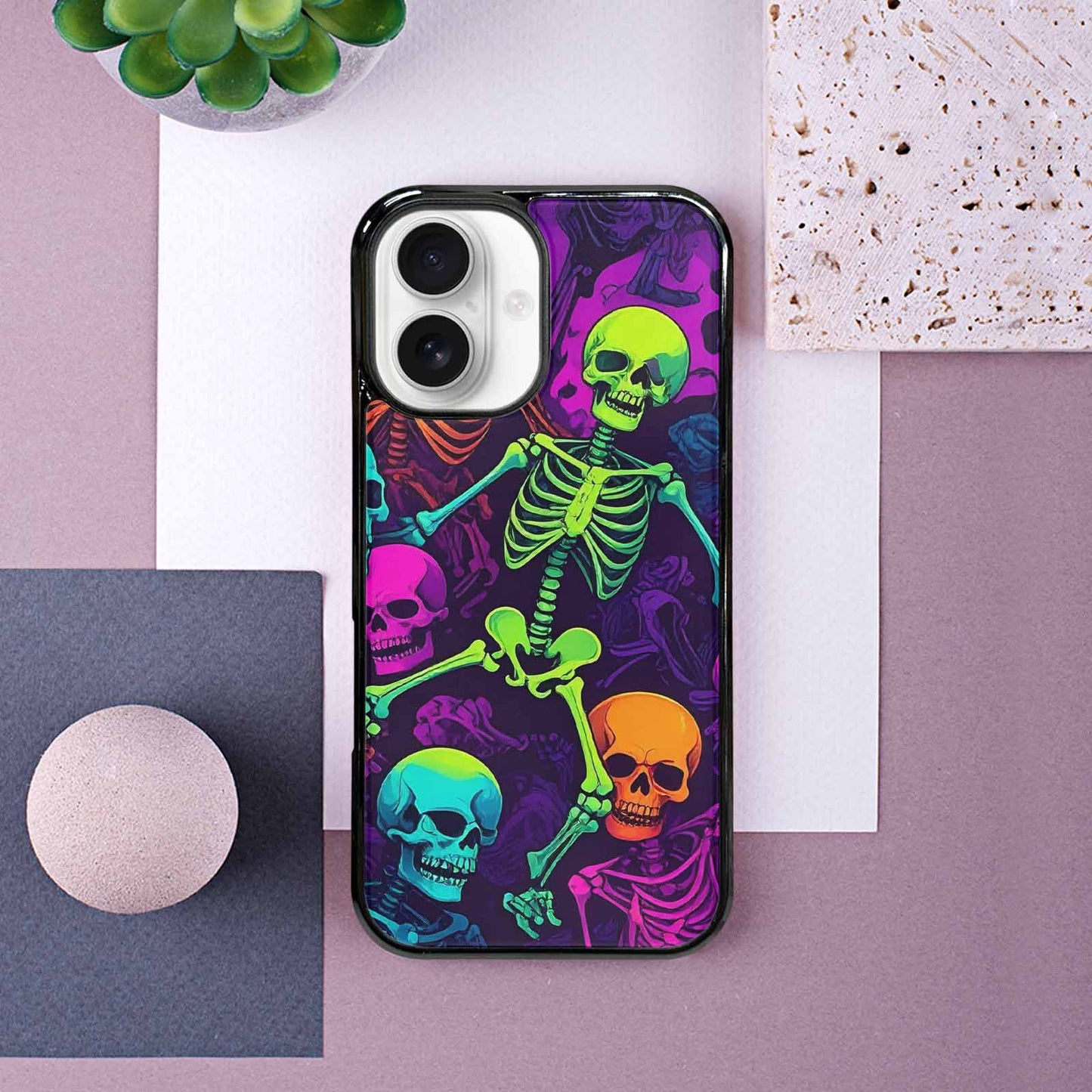 iPhone 16 Case — Glowing Skeleton Pattern Hundreds Of Small, Custom Phone Case