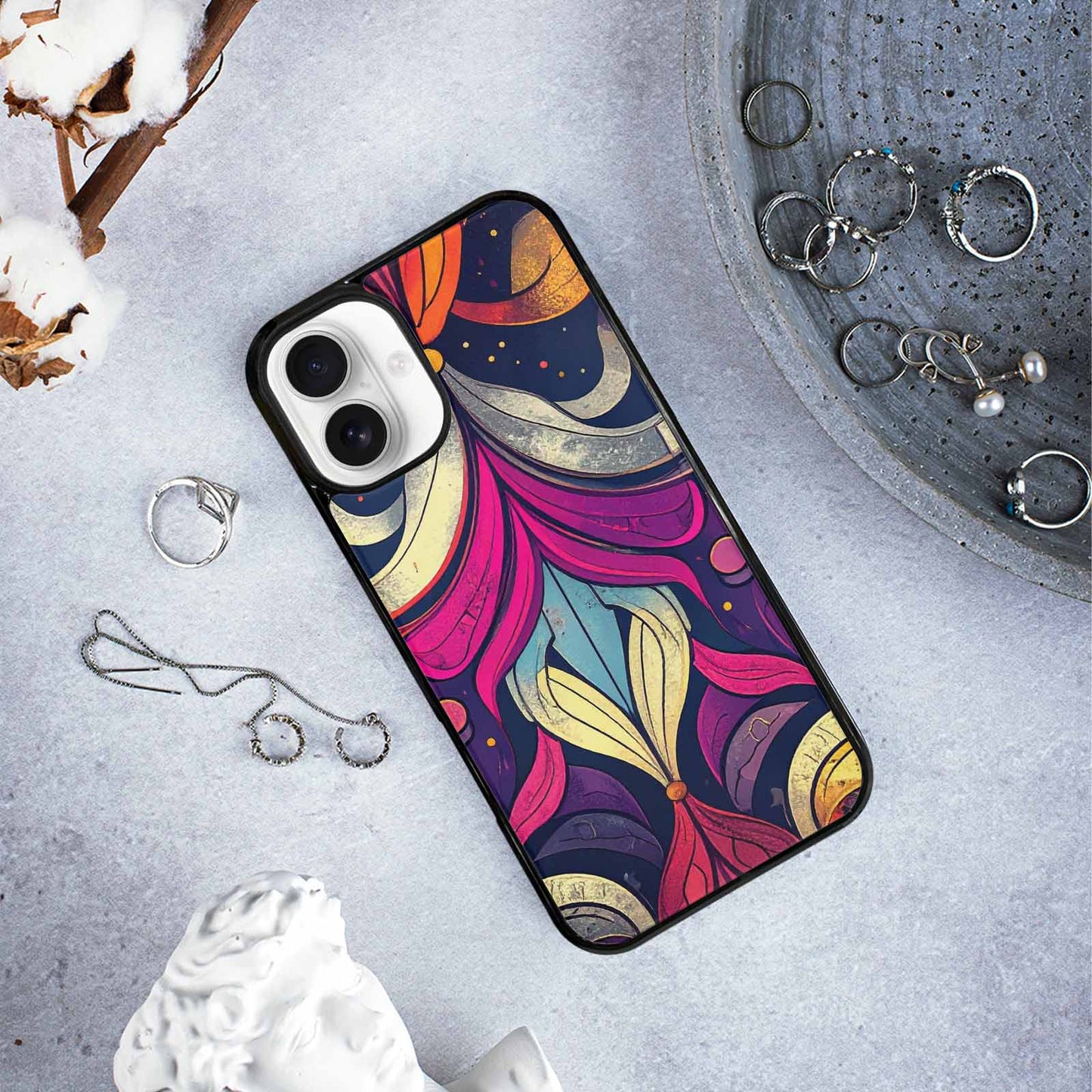 iPhone 16 Plus Case — 1970s Disco Cartoon Art Pattern, Custom Phone Case