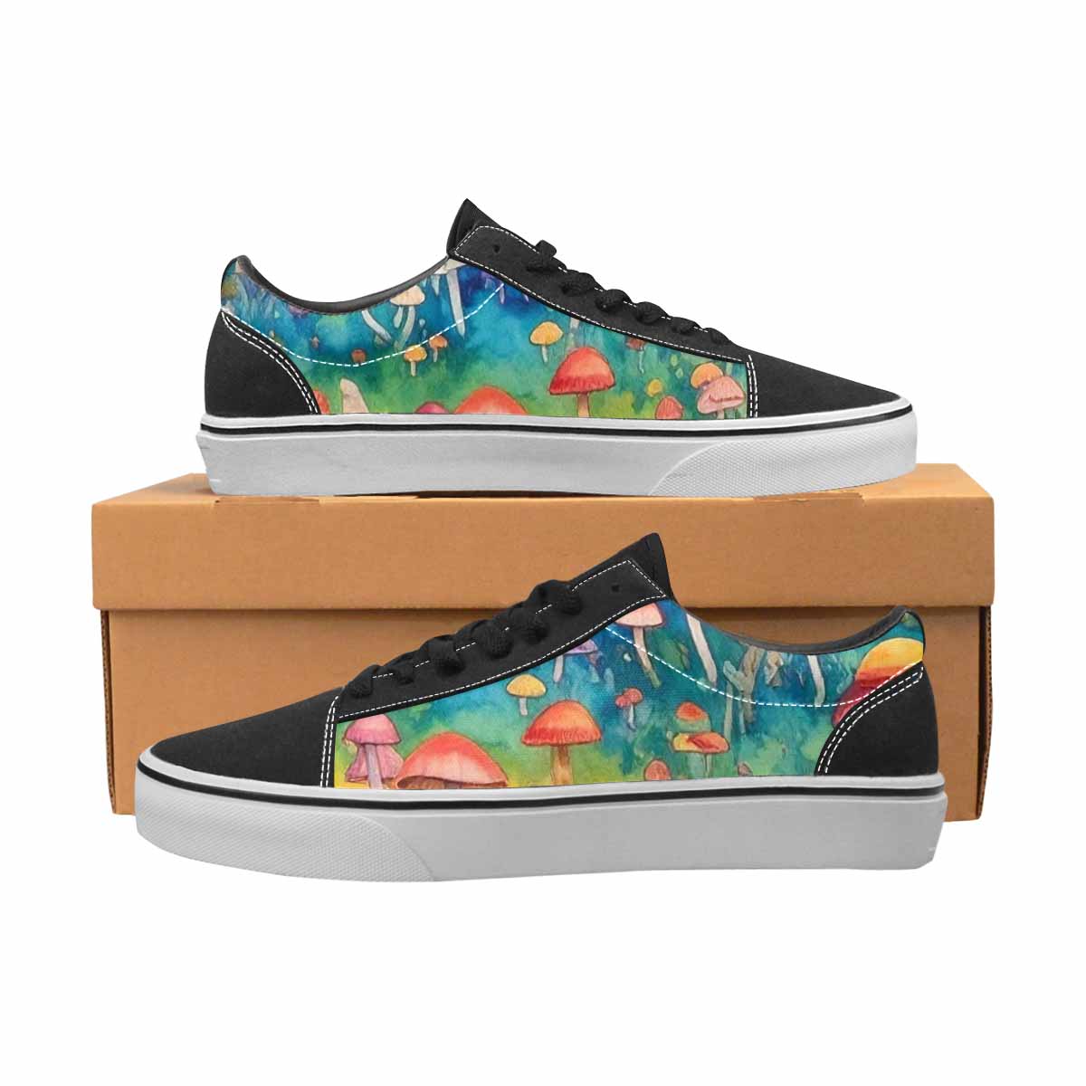 WOMEN'S Mushrooms Tie Dye Lace-Up Canvas Vibrant Chaos Custom Sneakers