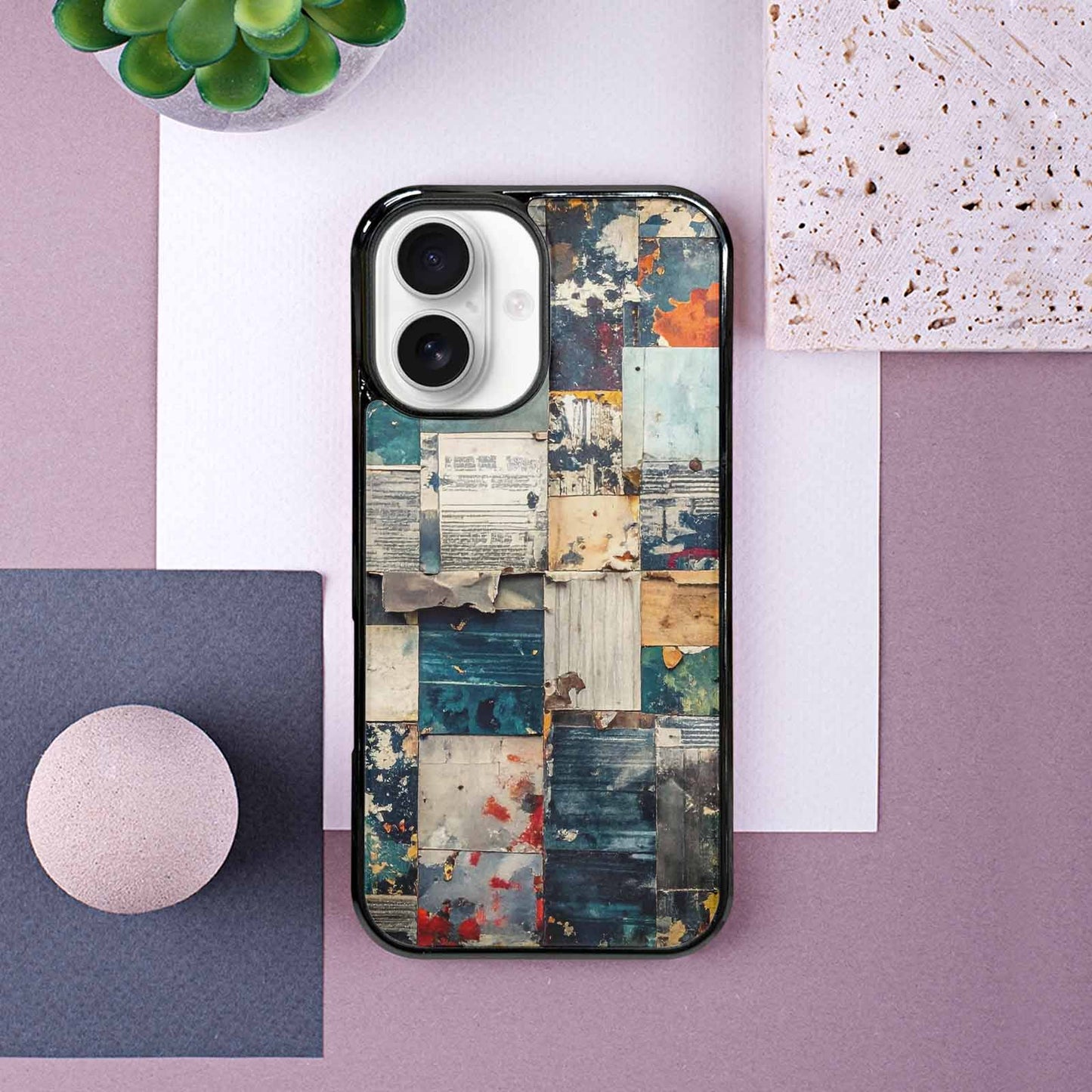iPhone 16 Case — Distressed Grunge Texture Pattern Hundreds Of, Personalized Phone Case