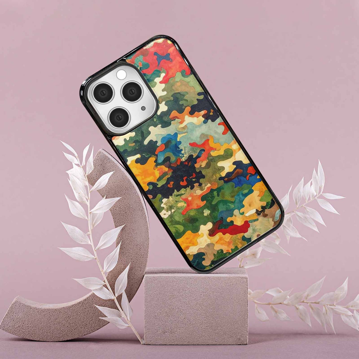 iPhone 15 Pro Max Case — Camo Patches Full Color Vibrant Camo, Customized Protective Case