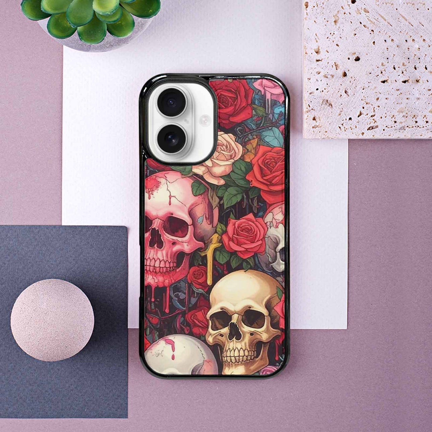iPhone 16 Case — Skulls And Roses Skulls And Roses, Custom Designed Case Cover