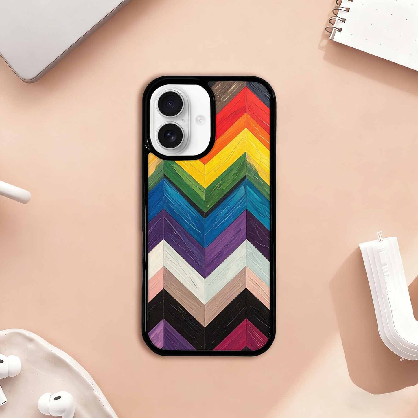 iPhone 17 Case — Progress Pride Flag Color Original Art, Customized Protective Case