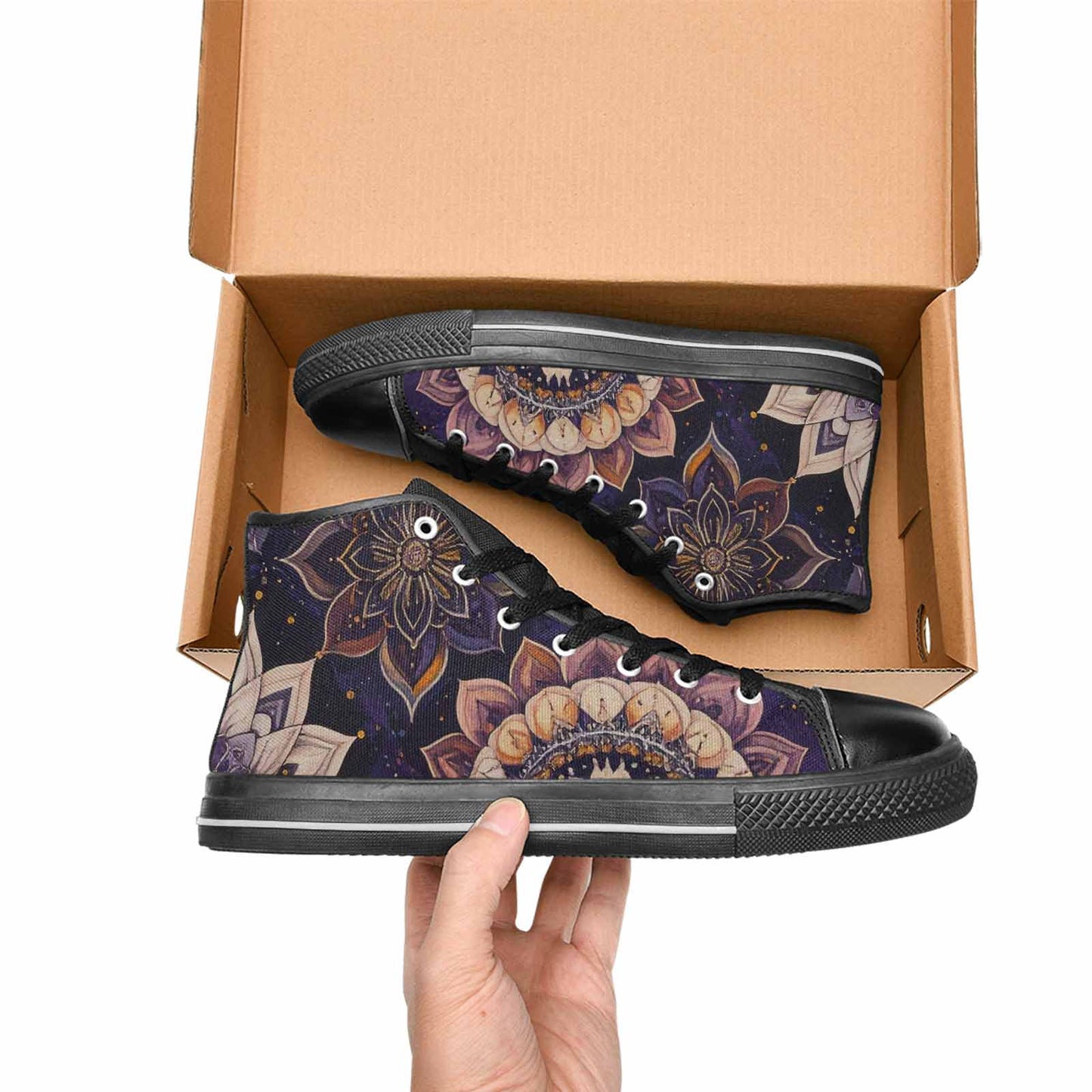 MEN'S Mandala High Top Canvas Wallpaper Art Custom Sneakers