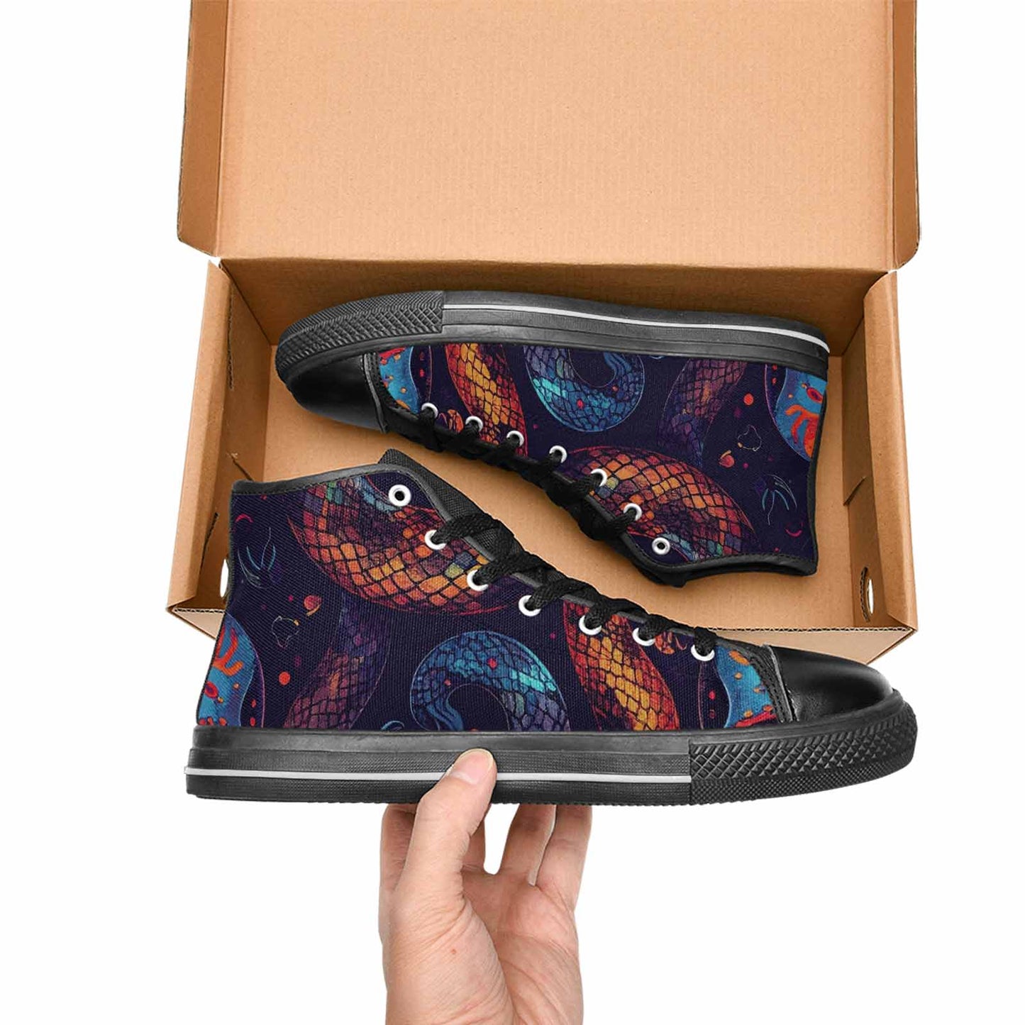 WOMEN'S Snake Skulls Print High Top Canvas Dark Academia Custom Sneakers