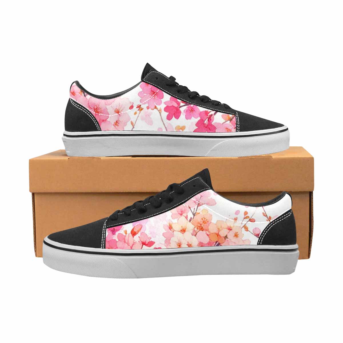 WOMEN'S Cherry Blossom Branch Cherry Lace-Up Canvas Aesthetic Custom Shoes