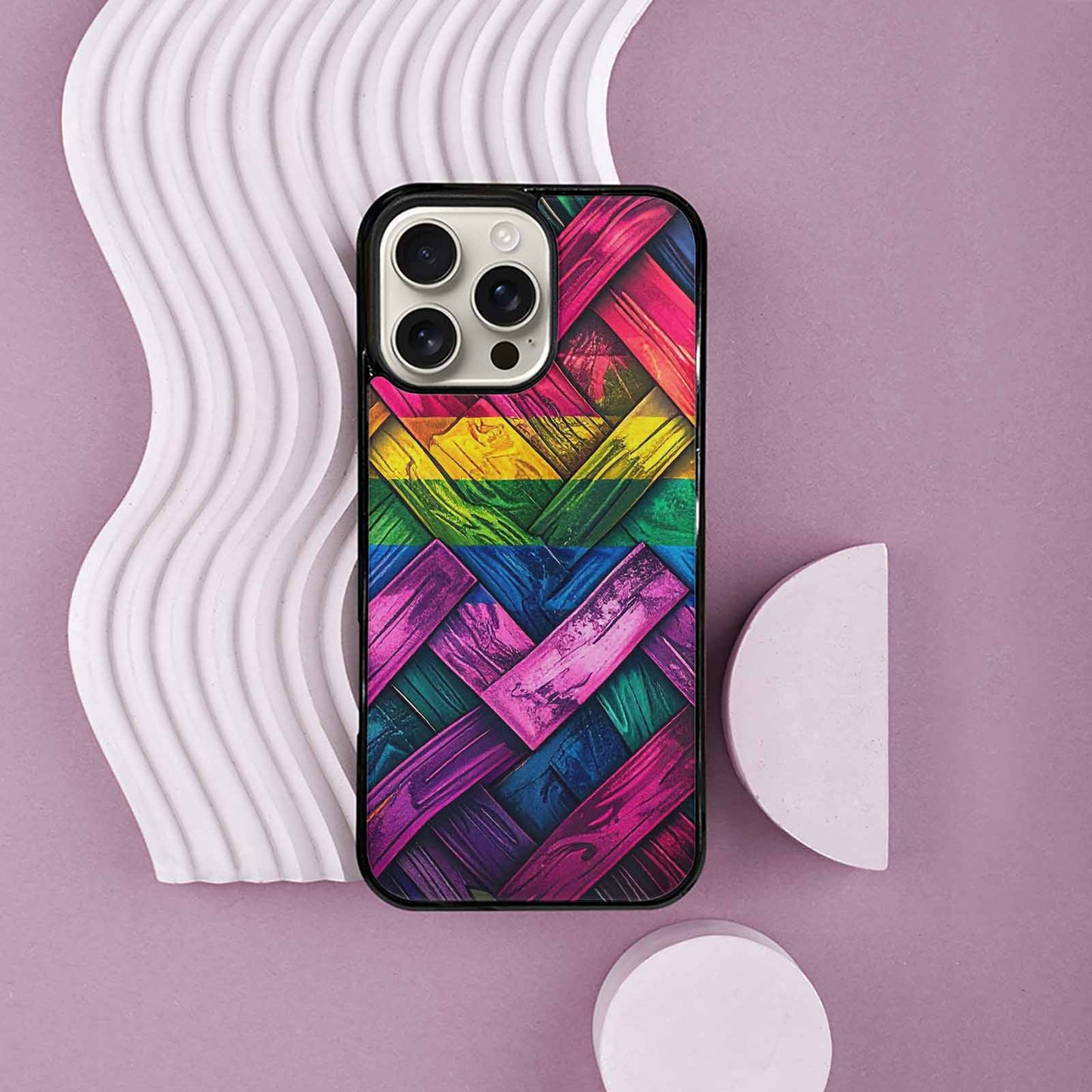 iPhone 16 Pro Max Case — Polysexual Flag Color Theme Small Rainbow, Custom Printed Phone Case