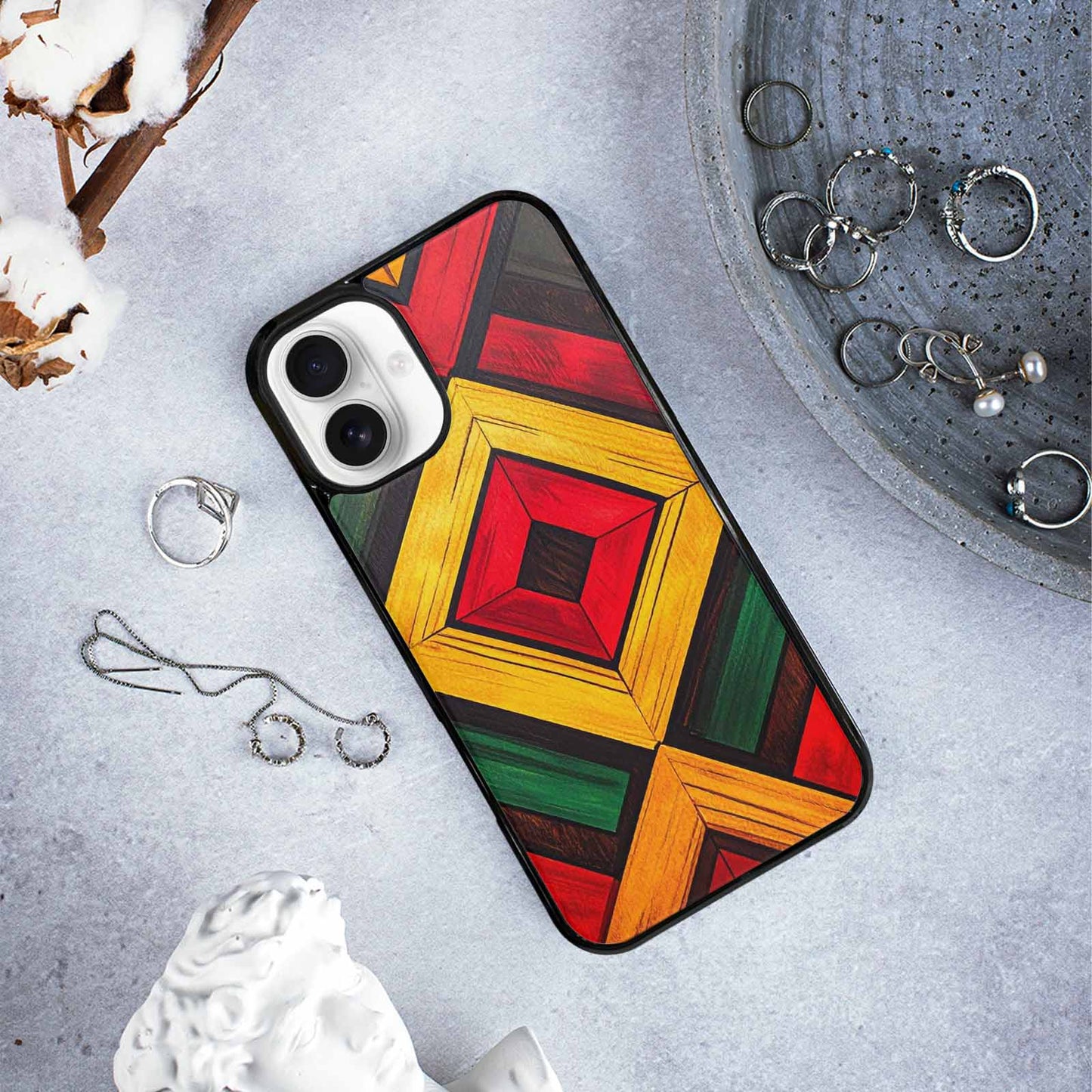 iPhone 16 Plus Case — African Kente Cloth Inspired Pattern Geometric, Original Design Phone Case
