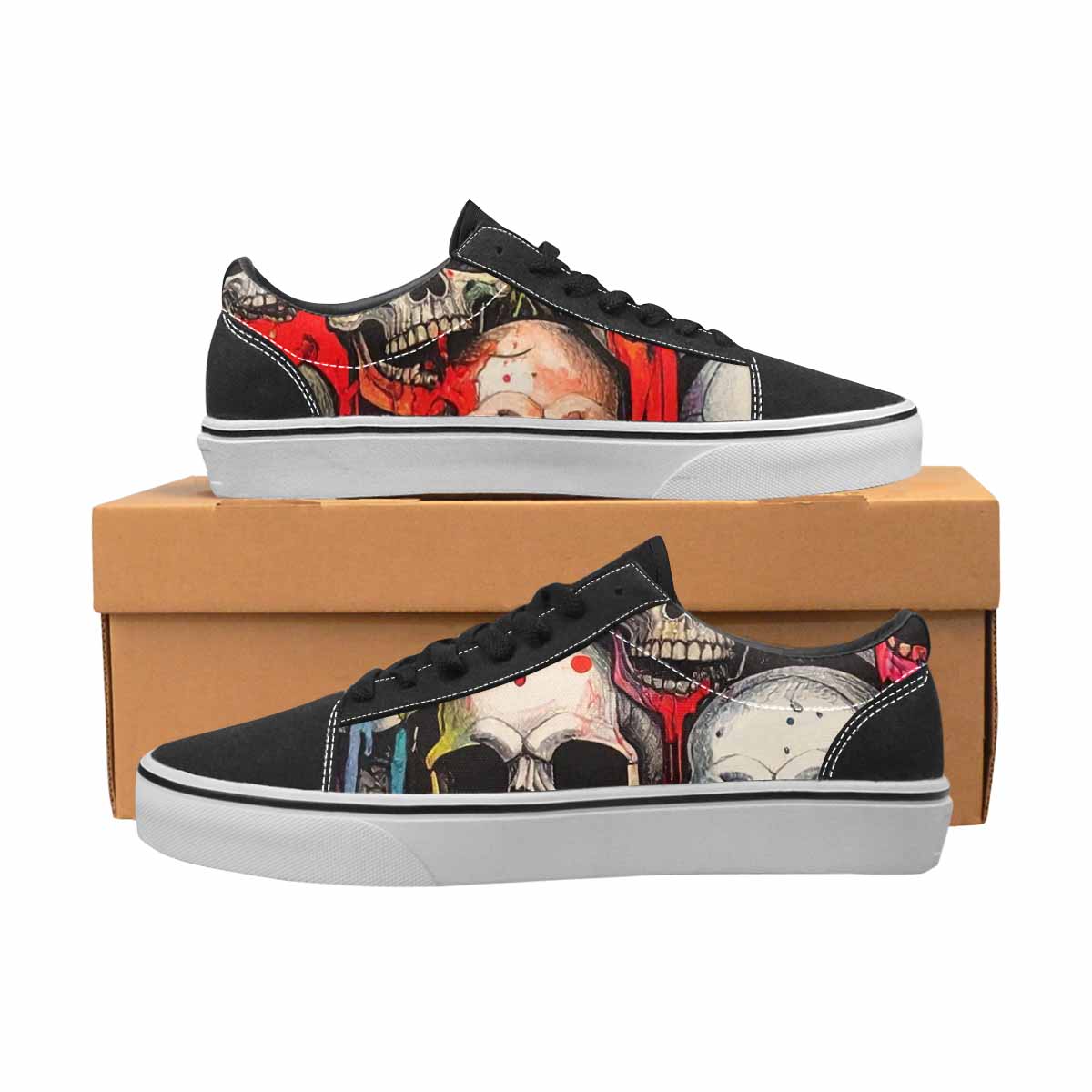 WOMEN'S Rainbow From Skull S Lace-Up Canvas Melting Art Custom Sneakers