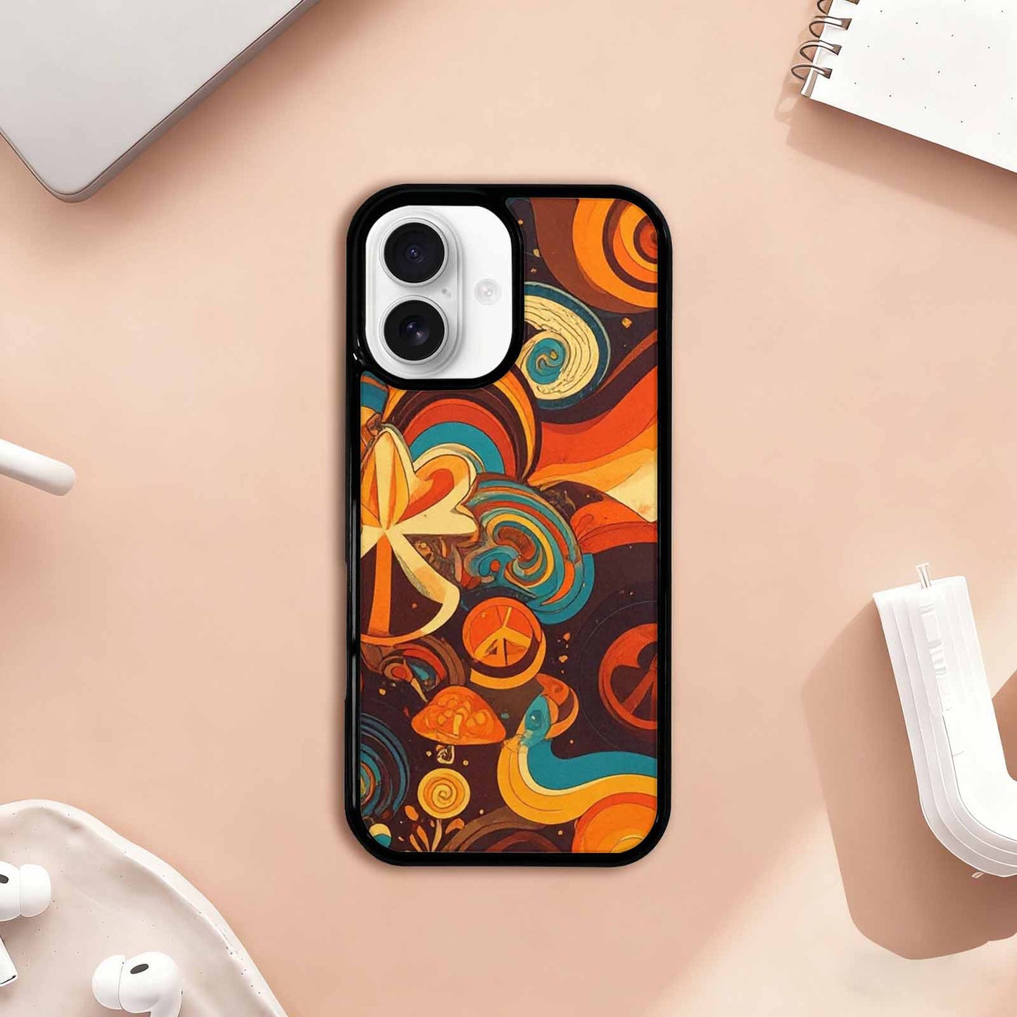 iPhone 17 Case — Small Groovy Peace Sign Original Art, Unique Phone Case Design