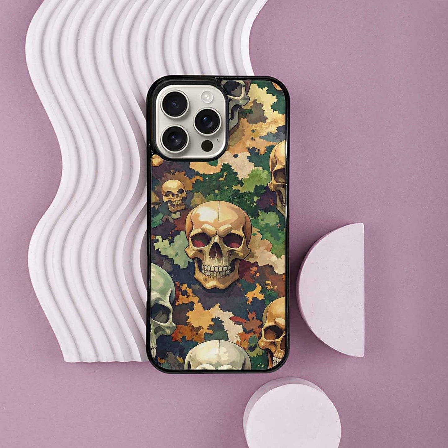 iPhone 16 Pro Max Case — Skulls Camoskulls Pattern Hu A0j, Custom Art Phone Cover