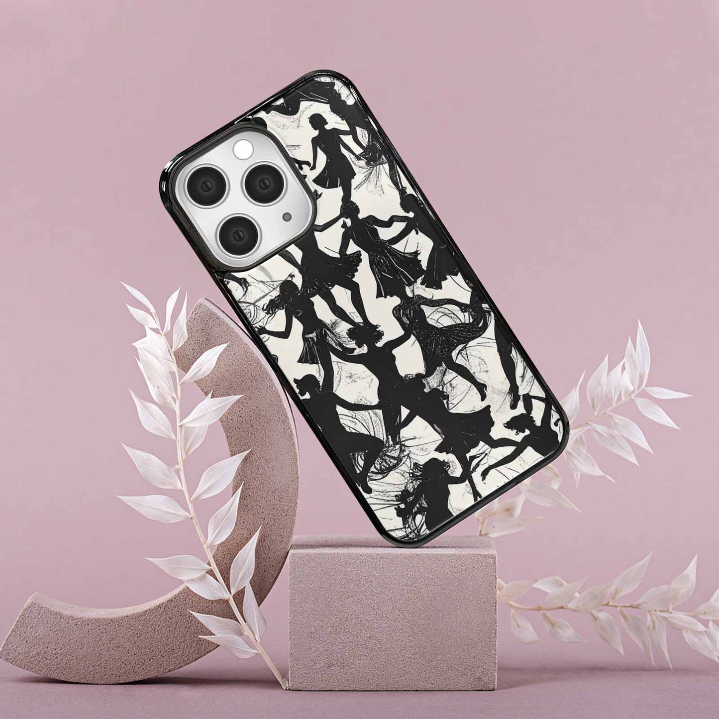 iPhone 15 Pro Max Case — Bold Dancing Figure Line Art Pattern, Unique Phone Case Design