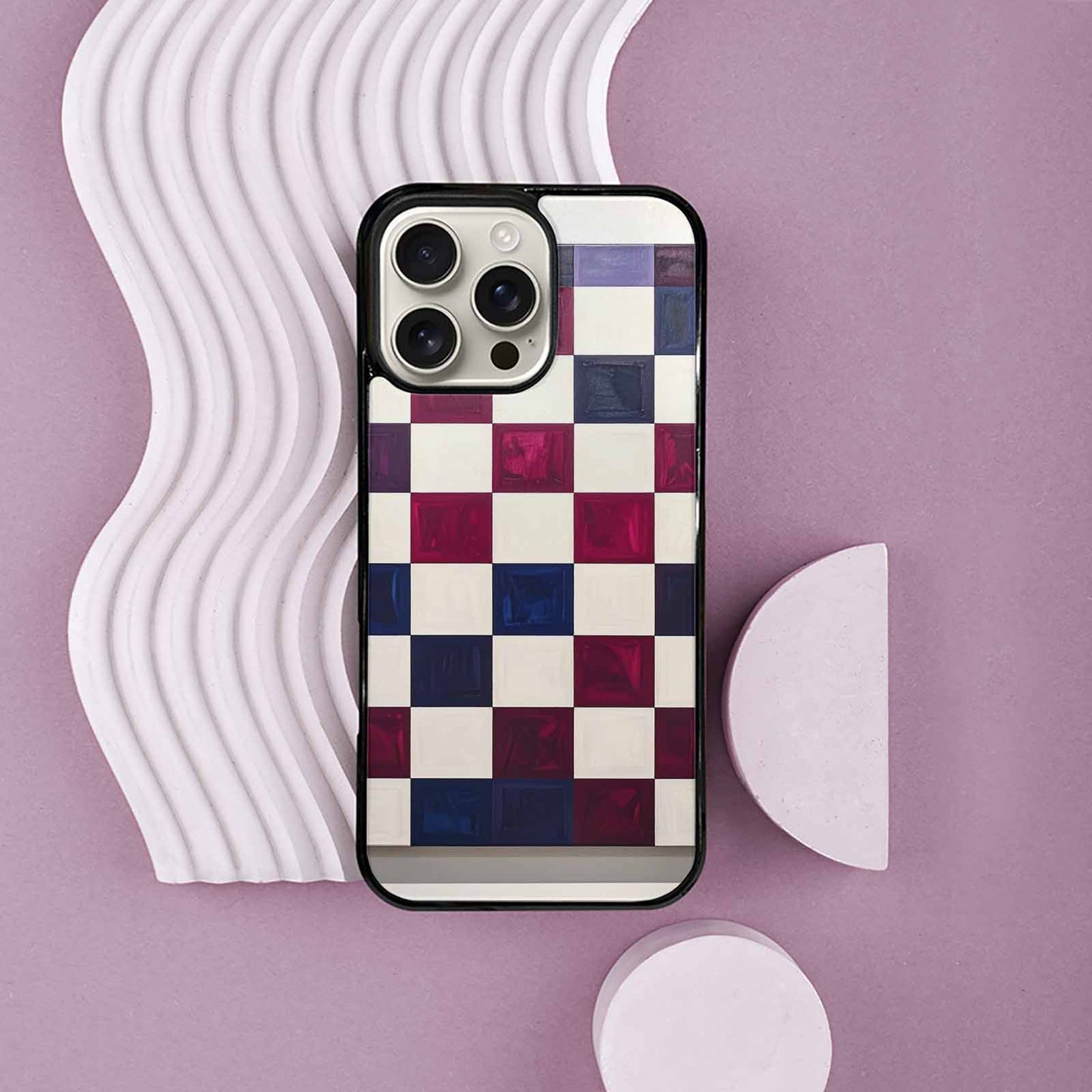 iPhone 16 Pro Max Case — Checkerboard Print, Personalized Phone Case