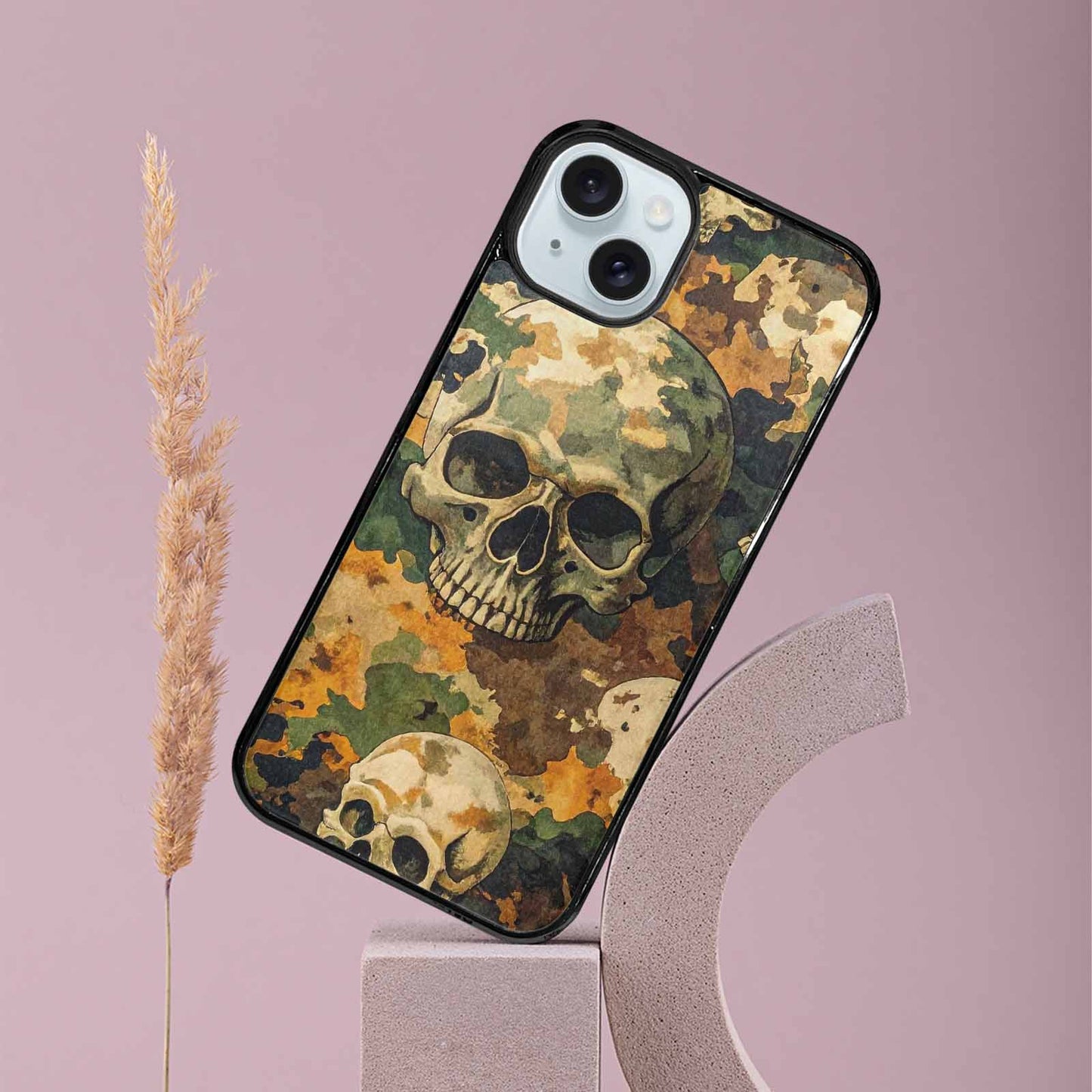iPhone 15 Plus Case — Military Camo Skull Custom Personalized Phone, Custom Made Phone Cover