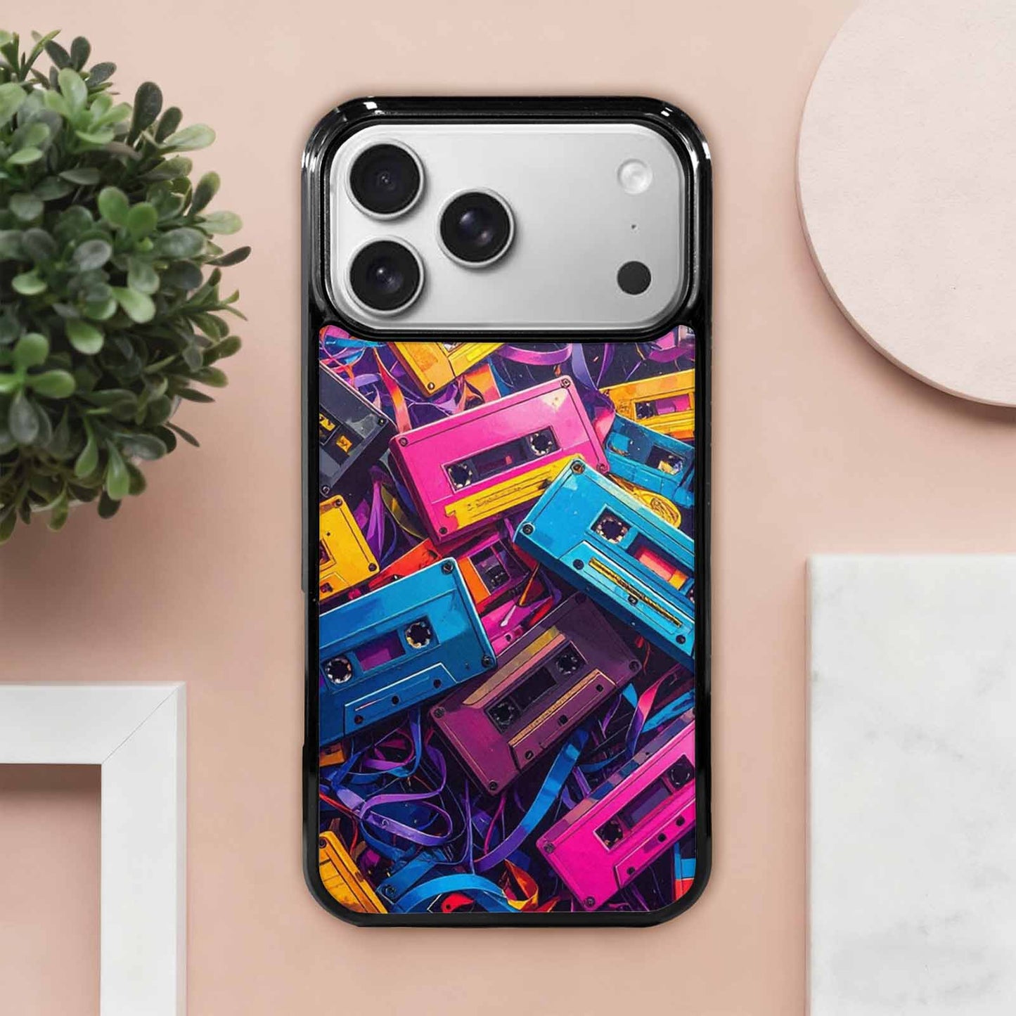 iPhone 17 Pro Max Case — Retro Cassette Tape Pattern Retro Vintage, Personalized Phone Case