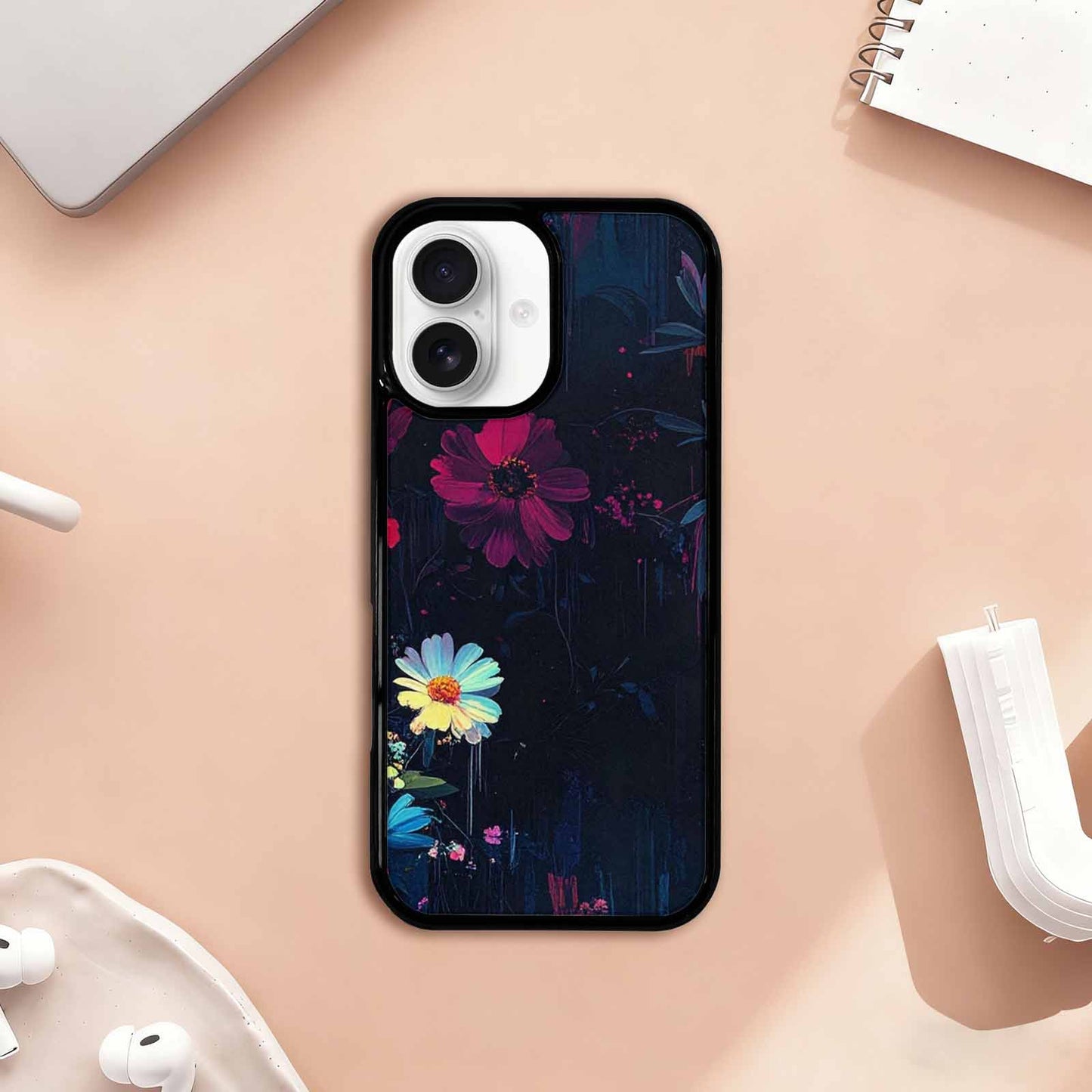 iPhone 17 Case — Shadowy Glitch Floral Pattern Floral, Original Design Phone Case