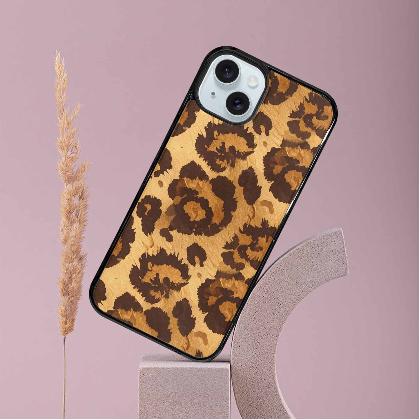 iPhone 15 Plus Case — Classic Leopard Print Warm Golden Tan, Unique Phone Case Design