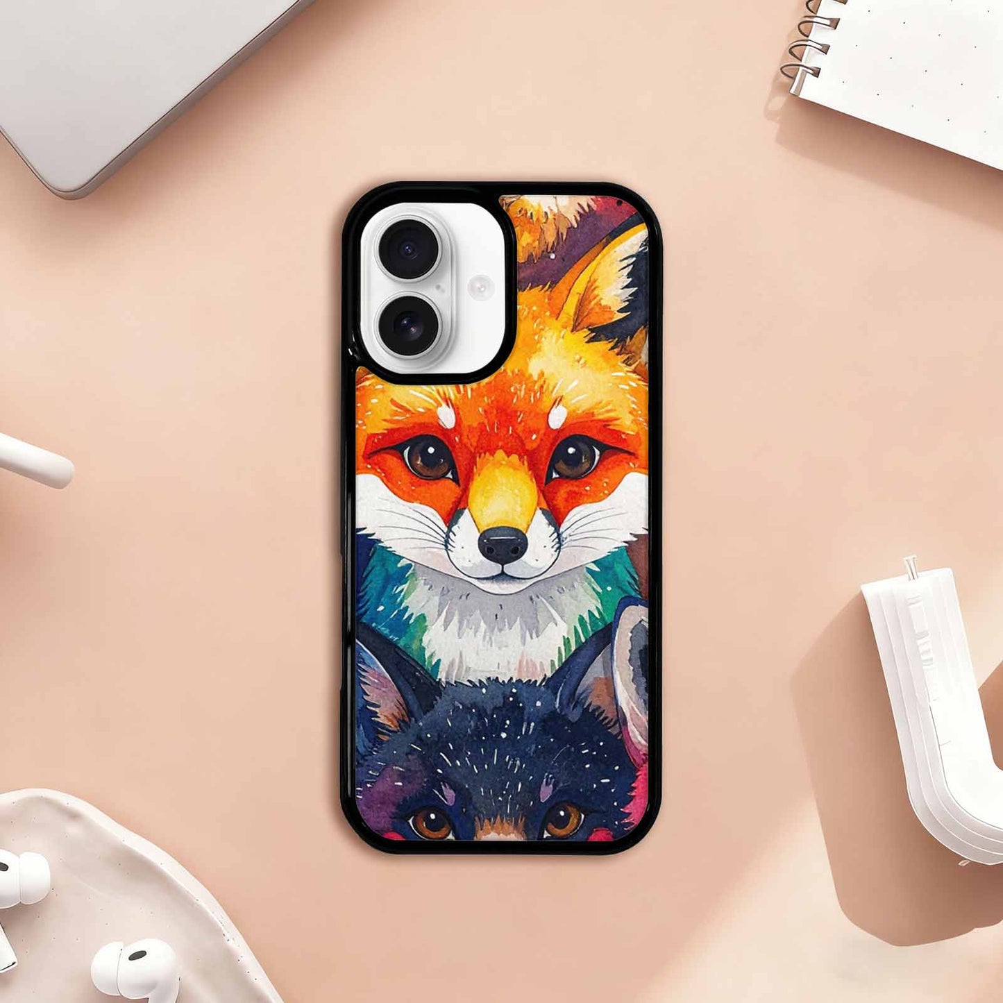 iPhone 17 Case — Watercolor Kawaii Fox Watercolor Abstract, Personalized Phone Case