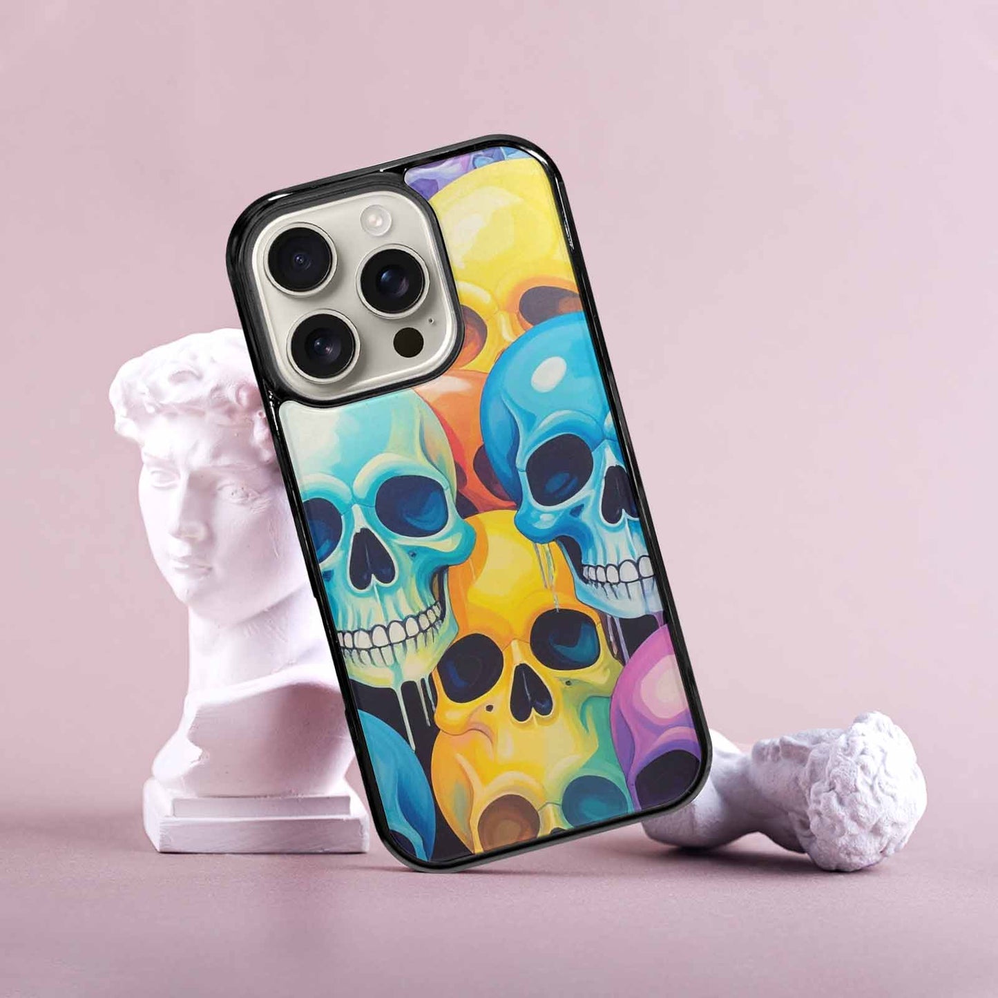 iPhone 16 Pro Case — Dripping Candy Skulls, Custom Printed Phone Case