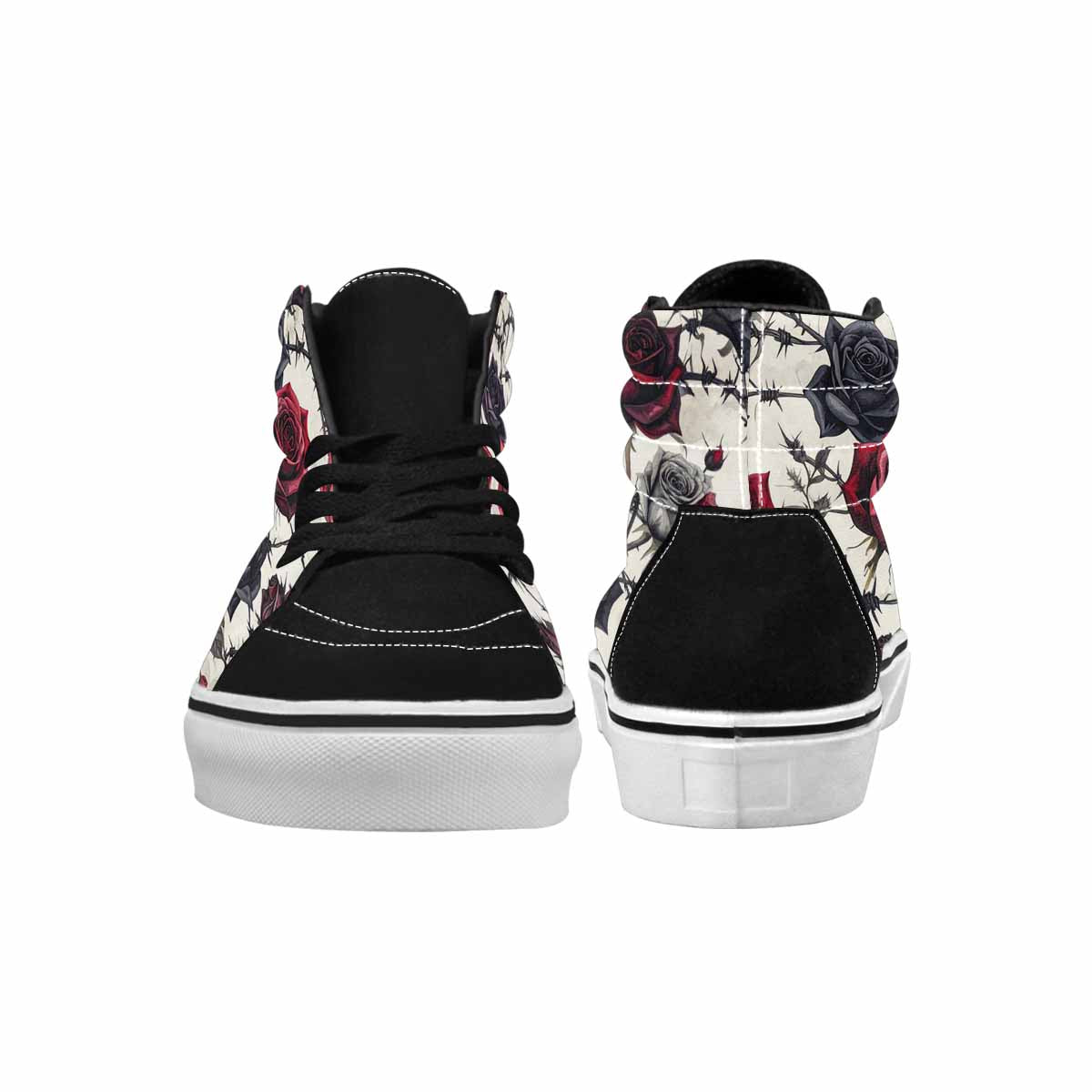 MEN'S Black Gothic Rose High Top Canvas Surreal Sneakers