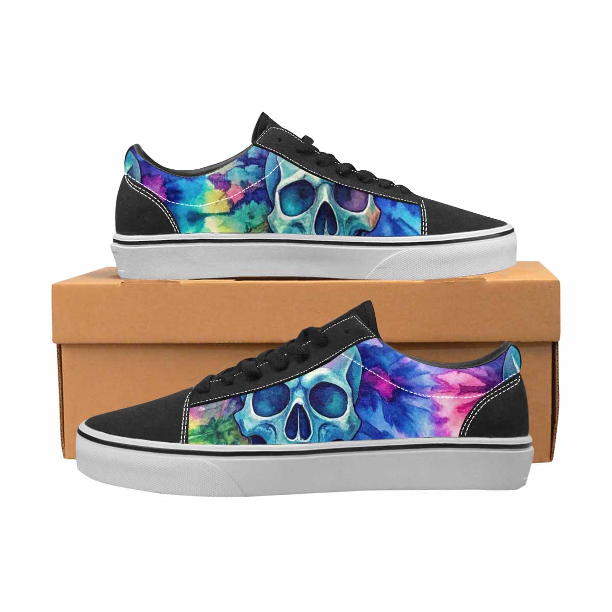 MEN'S Tie Dye Skulls Print Canvas Lace-Up Dark Academia Custom Sneakers
