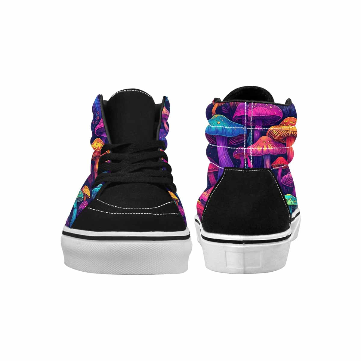 WOMEN'S Psychedelic Mushroom High Top Canvas Vibrant Chaos Sneakers