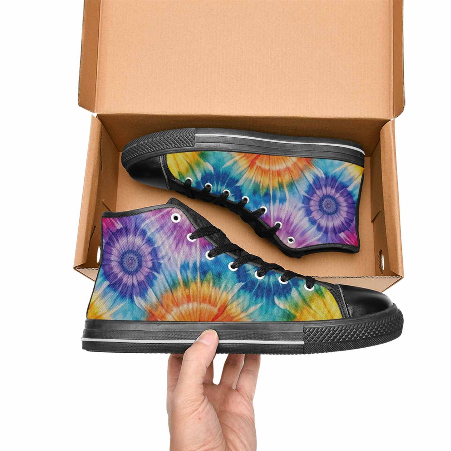 MEN'S Tie Dye Swirl High Top Canvas Dreamcore Custom Shoes