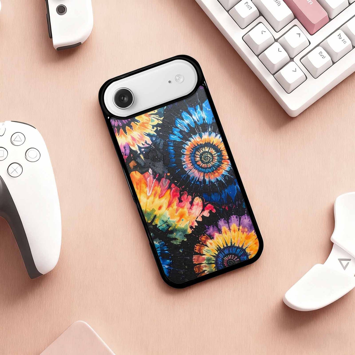 iPhone 17 Air Case — Black Blue Ink Tie Dye Tie, Original Design Phone Case