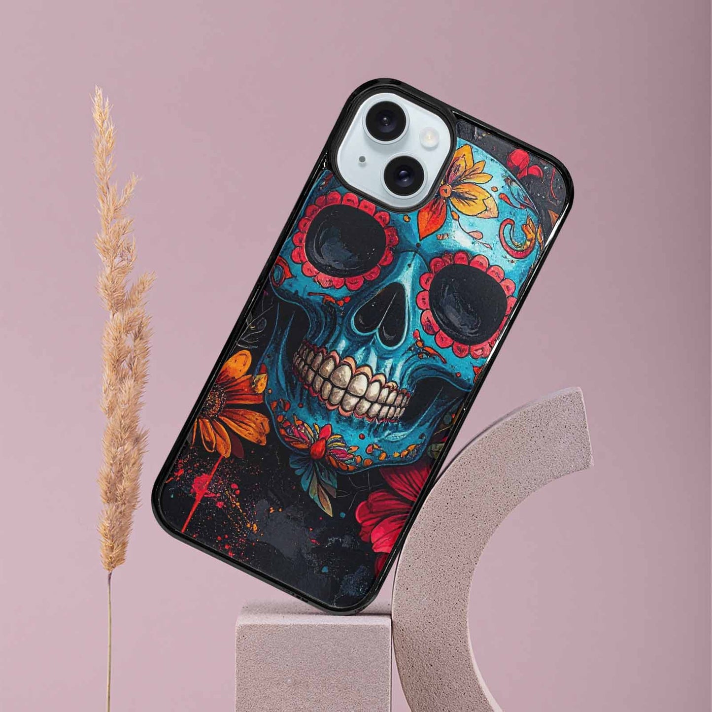 iPhone 15 Plus Case — Graffiti Skull Art Seamless Pattern Vibrant, Custom Printed Phone Case