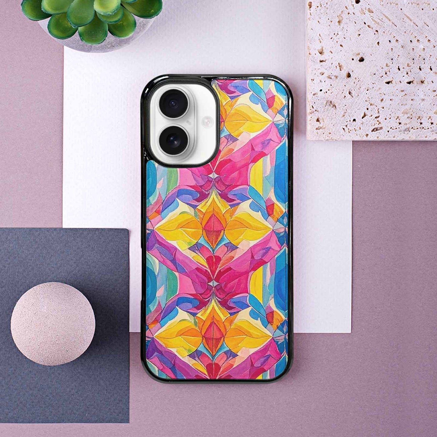 iPhone 16 Case — Pansexual Flag Color Theme Small Rainbow, Unique Phone Case Design