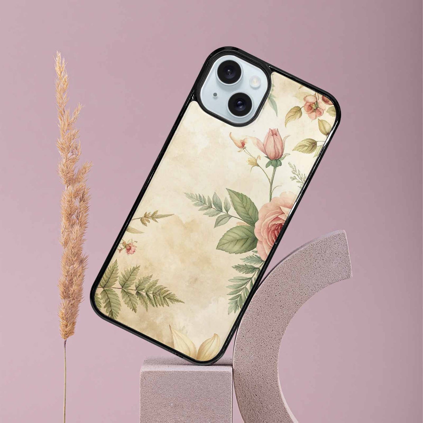 iPhone 15 Plus Case — Vintage Botanical Art Pattern, Original Design Phone Case