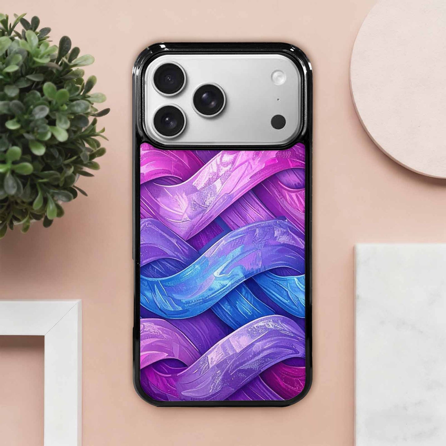 iPhone 17 Pro Max Case — Bisexual Flag Color Theme Original Art, Custom Print Case Cover